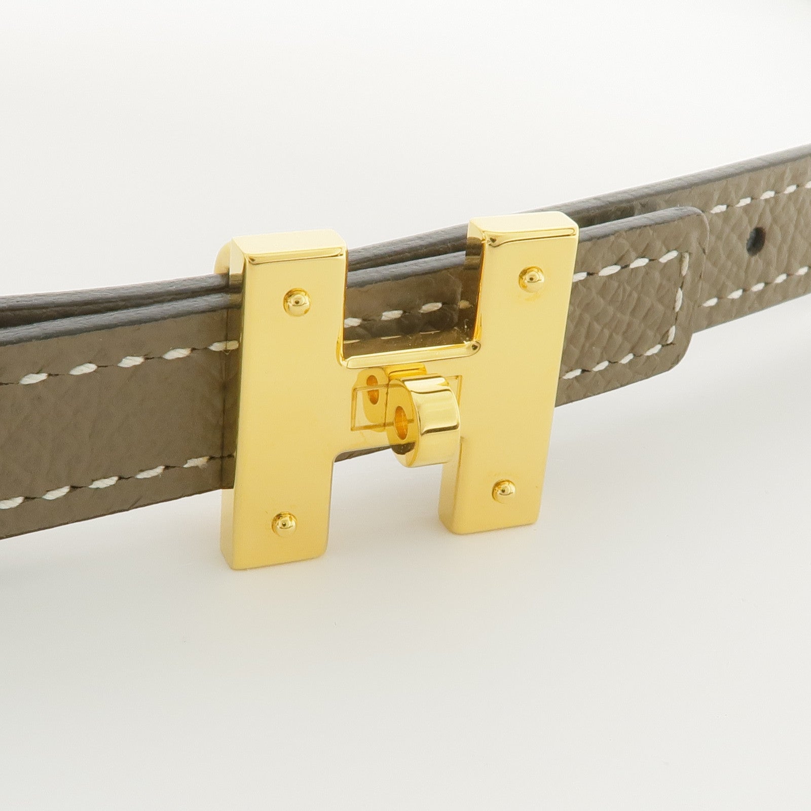 HERMES Epsom/Swift皮革H Belt金扣皮帶Etoupe