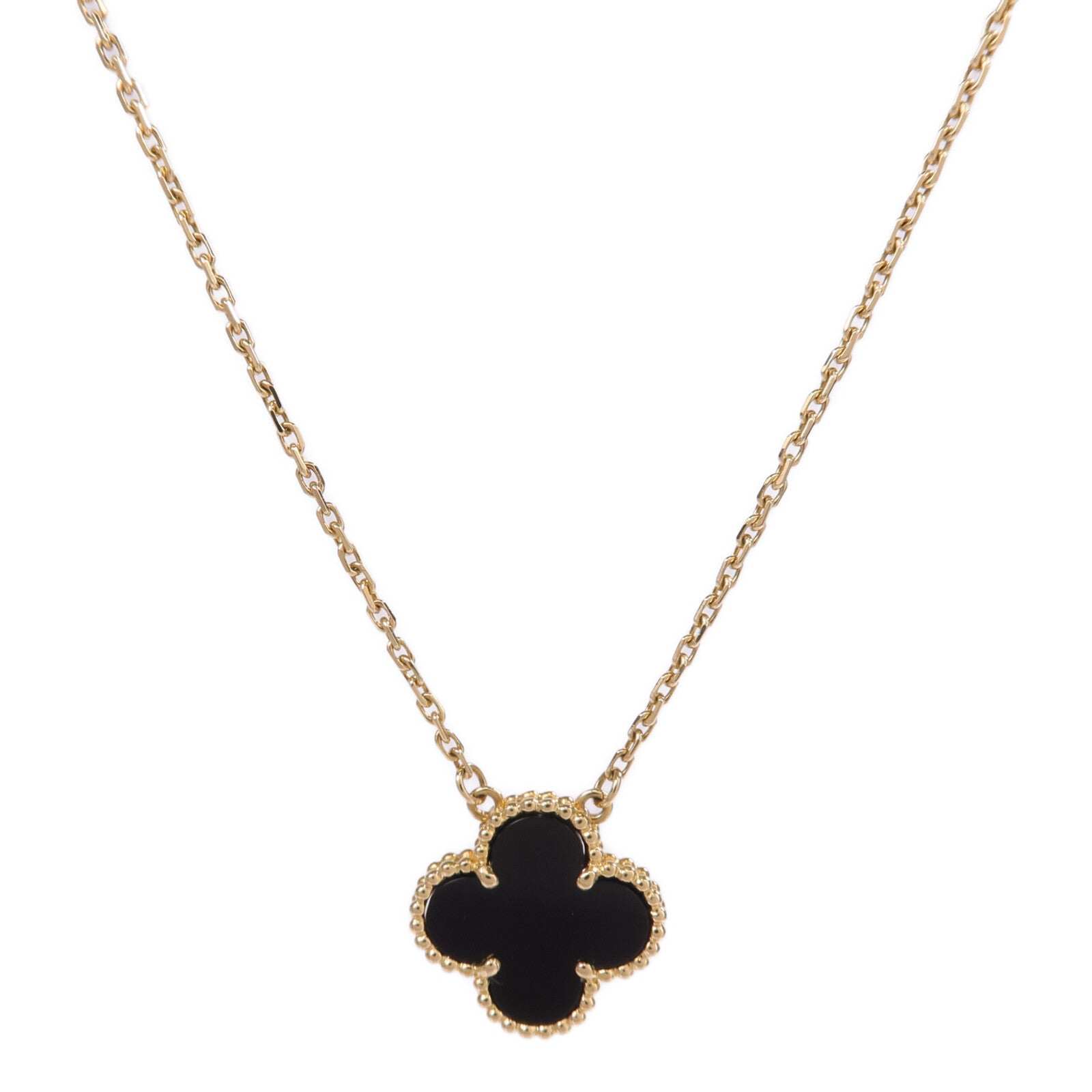 Van Cleef & Arpels 18K黃金Vintage Alhambra Pendant縞瑪瑙項鍊