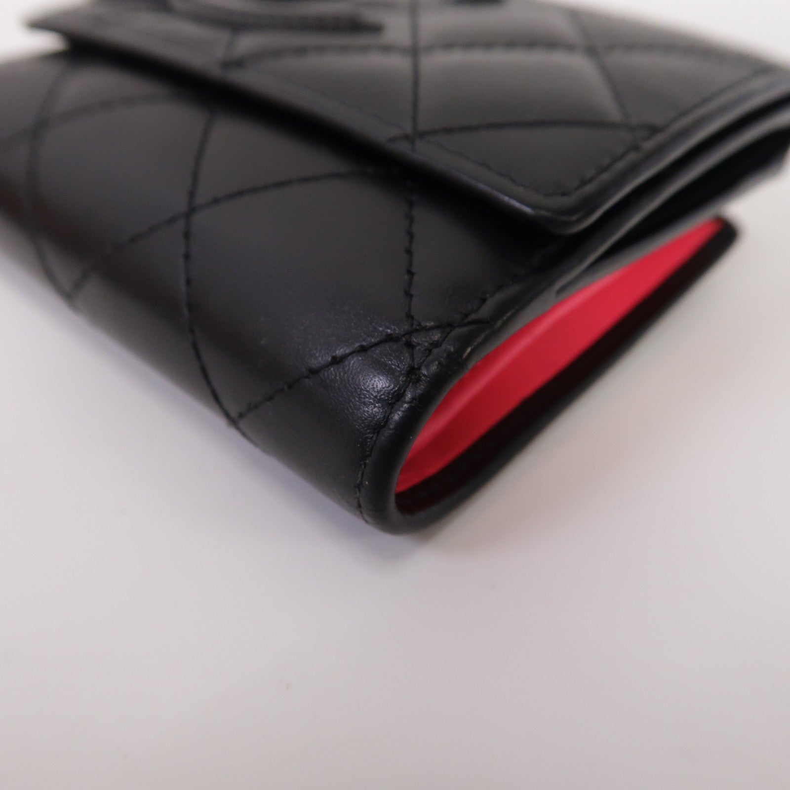 CHANEL 菱格牛皮皮革Cambon Bi-Fold Wallet折疊錢包黑色