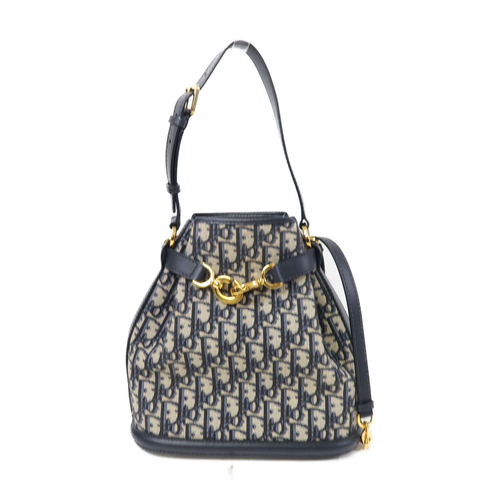 Dior Oblique帆布Medium C'est Bag金扣手挽肩背兩用袋藍色