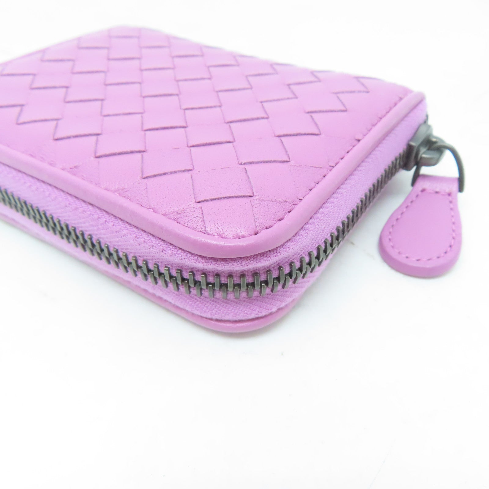 BOTTEGA VENETA 【激減優惠】羊皮皮革Zipped Coin Purse銀扣零錢包紫色