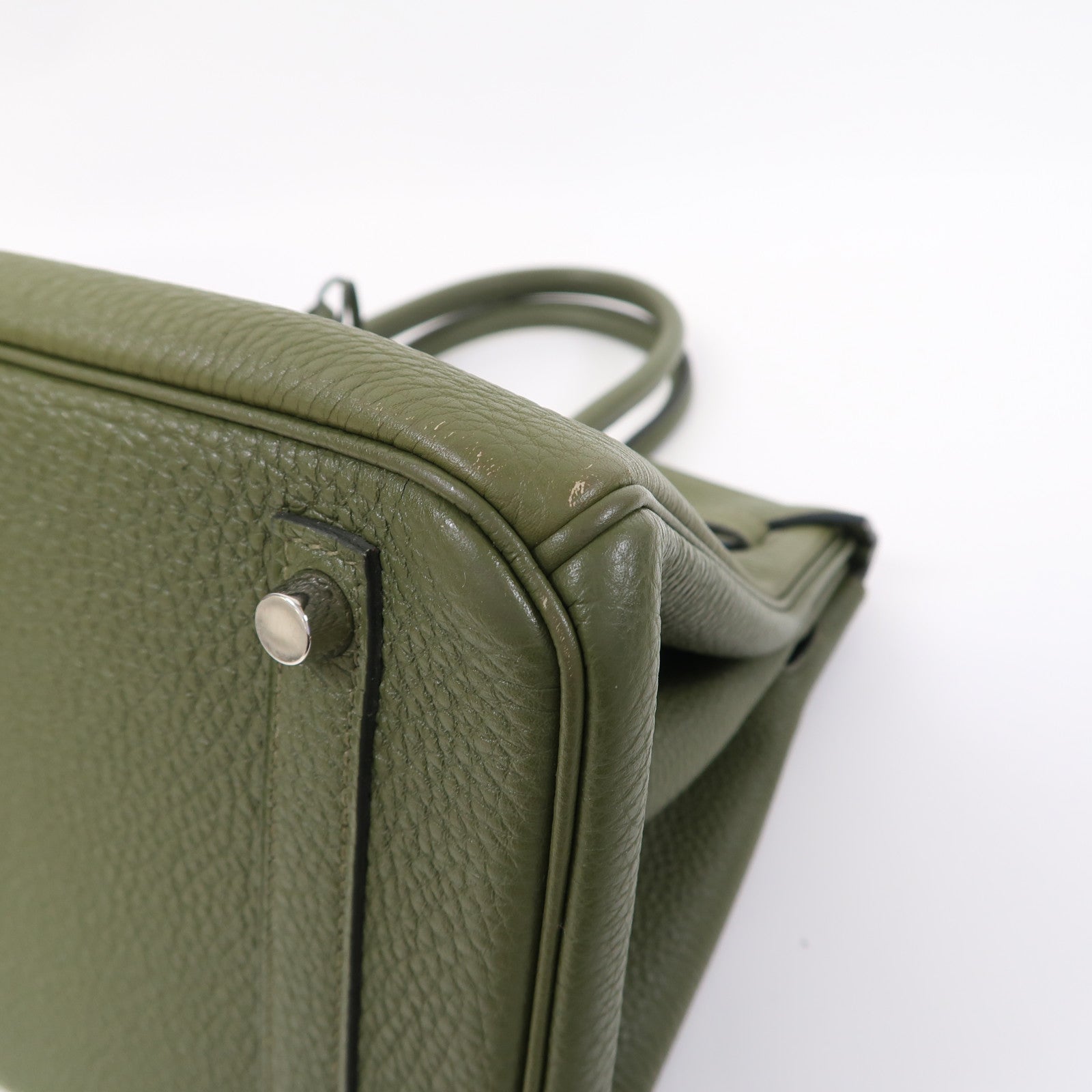 HERMES Togo皮革Birkin 30銀扣手挽袋Pelouse/草坪綠色