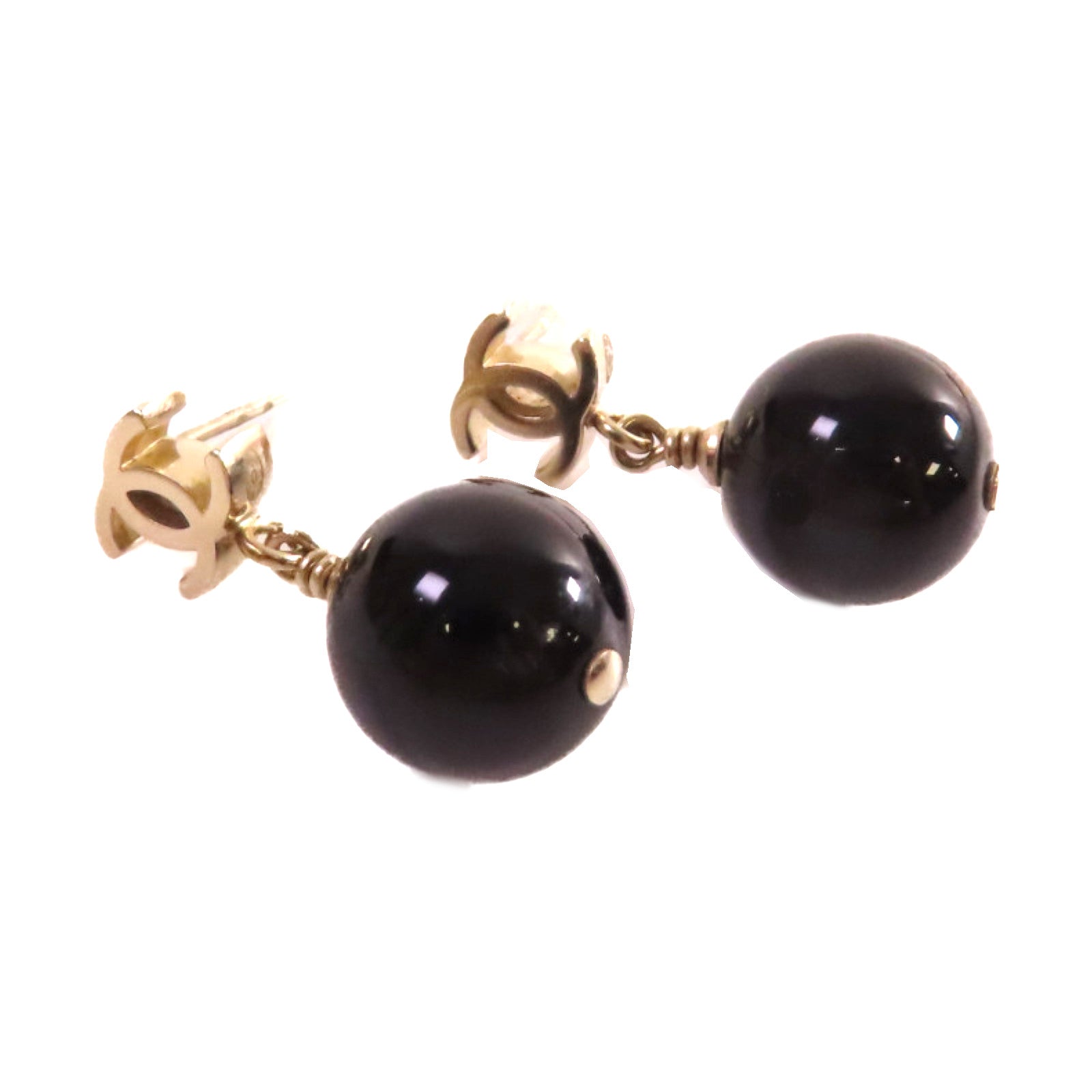CHANEL 金屬/PVC CC  Earrings耳環黑色