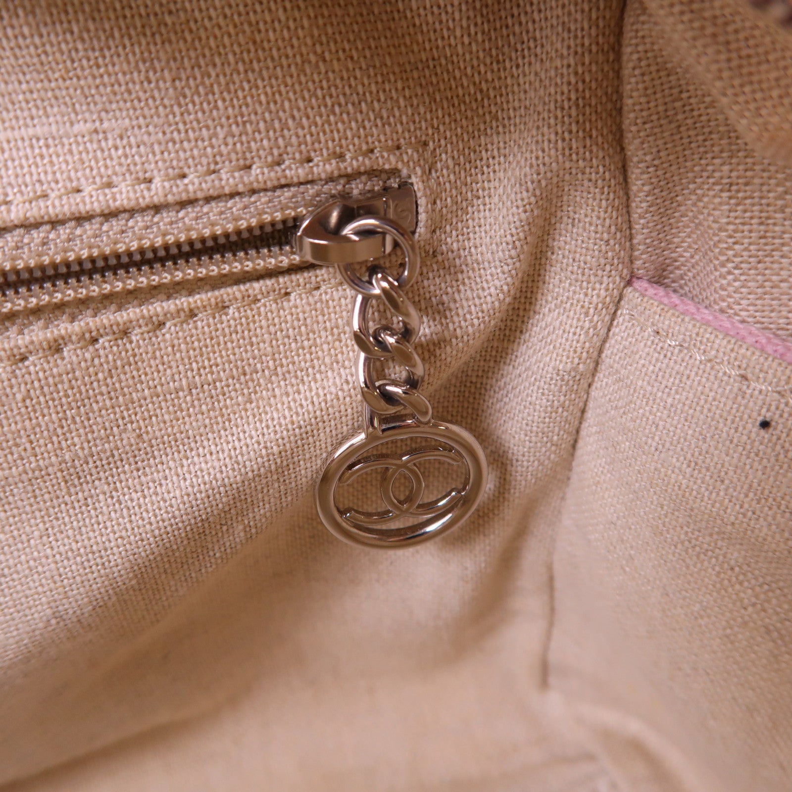 CHANEL 帆布Deauville Bowling Bag銀扣手挽肩背兩用袋