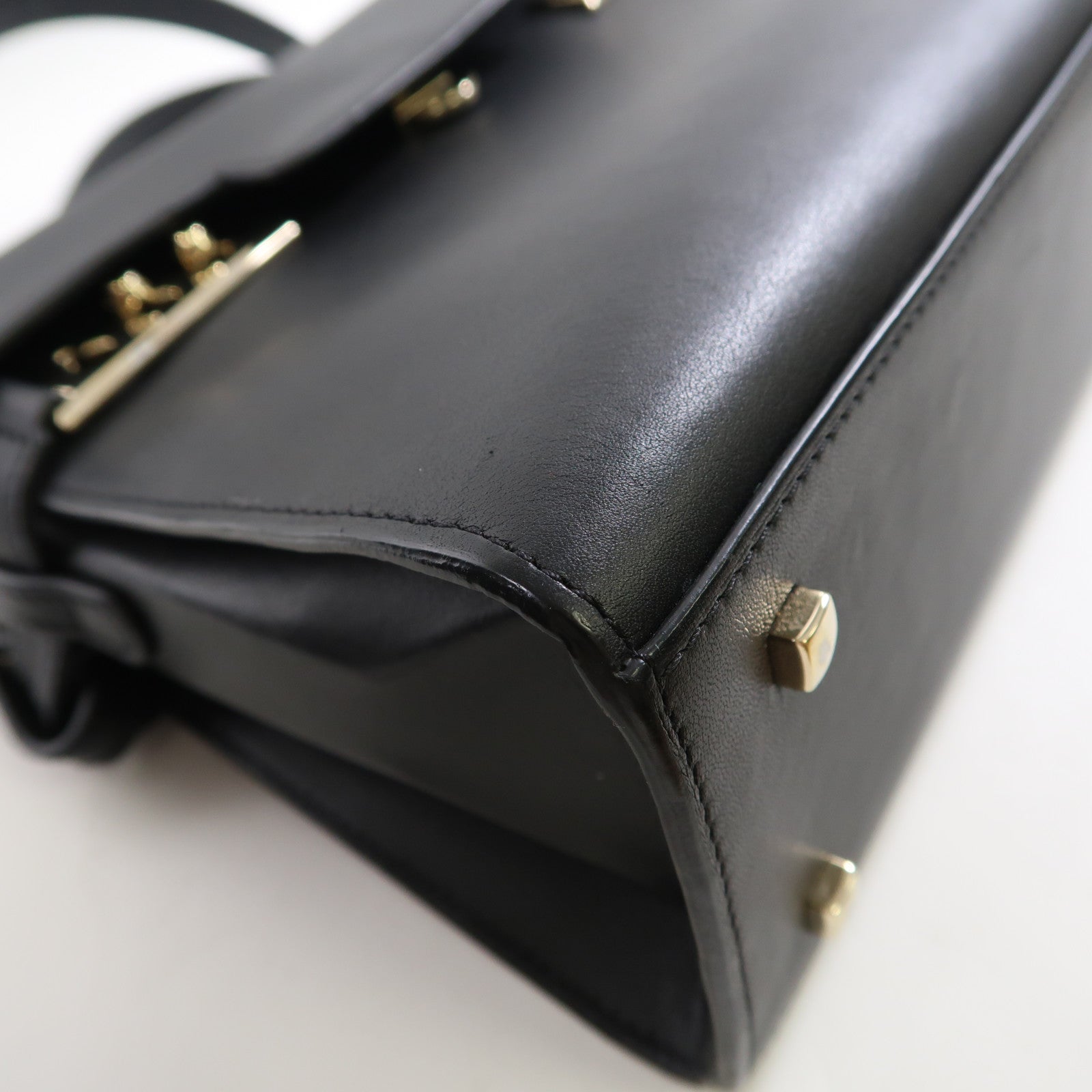 SELECTION 牛皮皮革Delvaux Tempete MM金扣手挽肩背兩用袋黑色