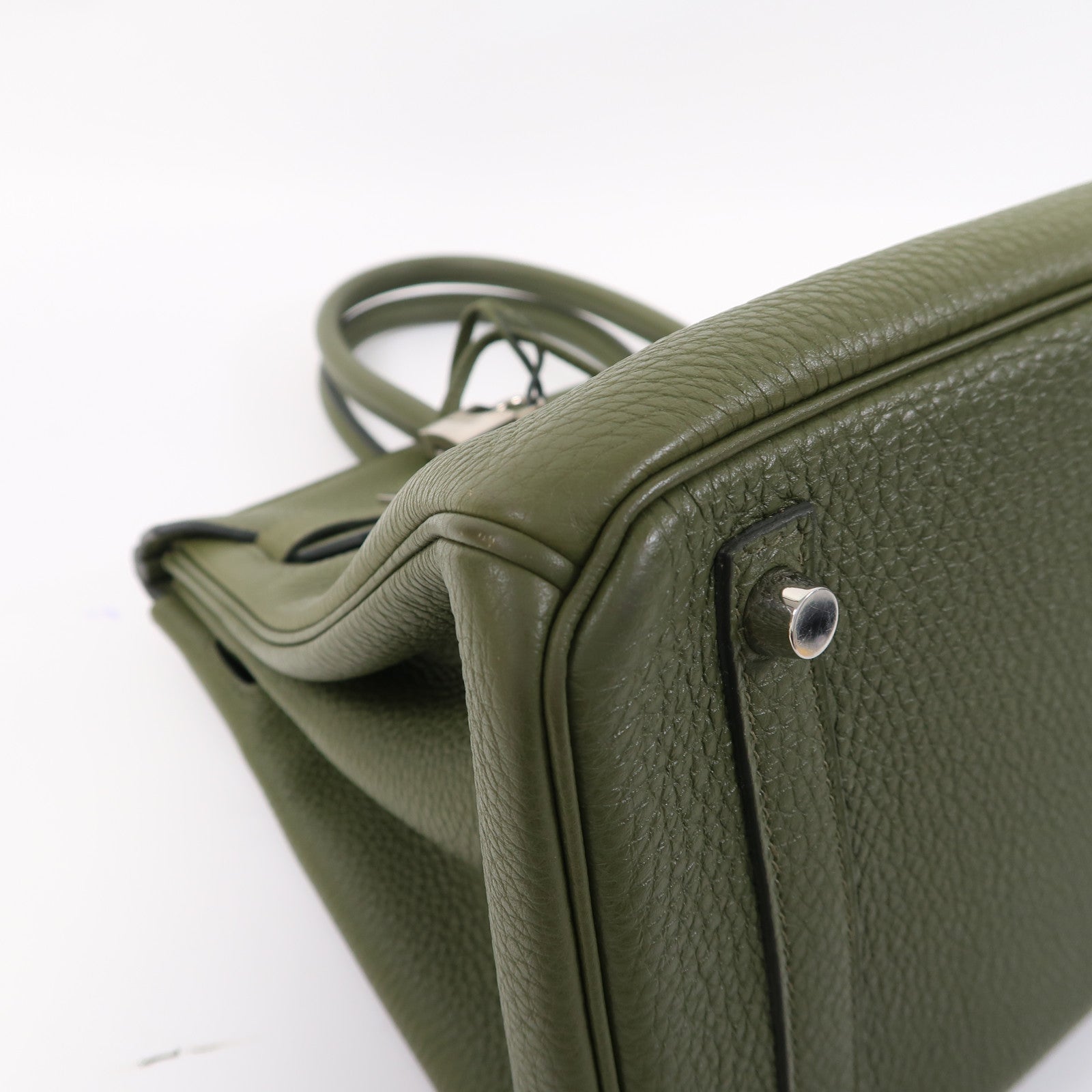 HERMES Togo皮革Birkin 30銀扣手挽袋Pelouse/草坪綠色