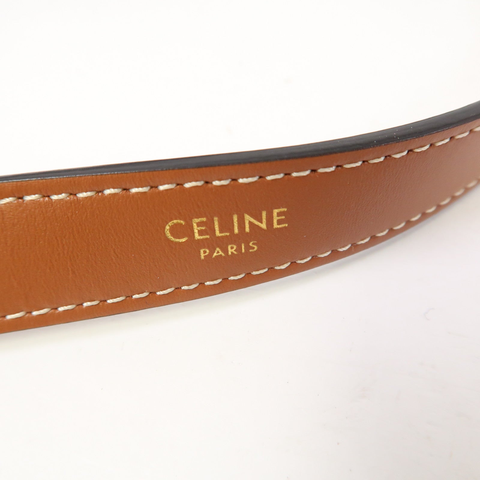 CELINE Triomphe帆布Ava金扣肩背袋啡色