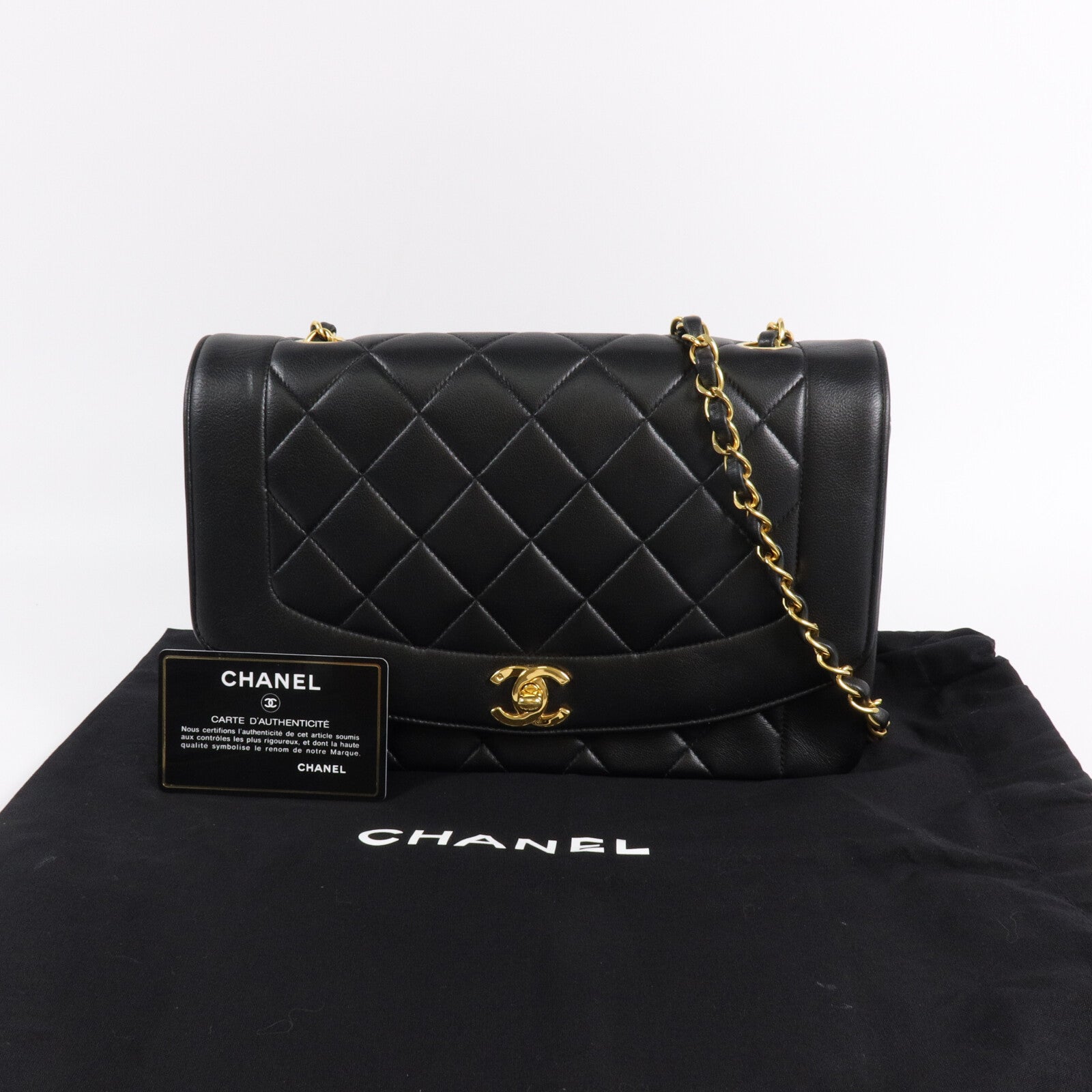 CHANEL 羊皮皮革Diana鏈帶肩背袋