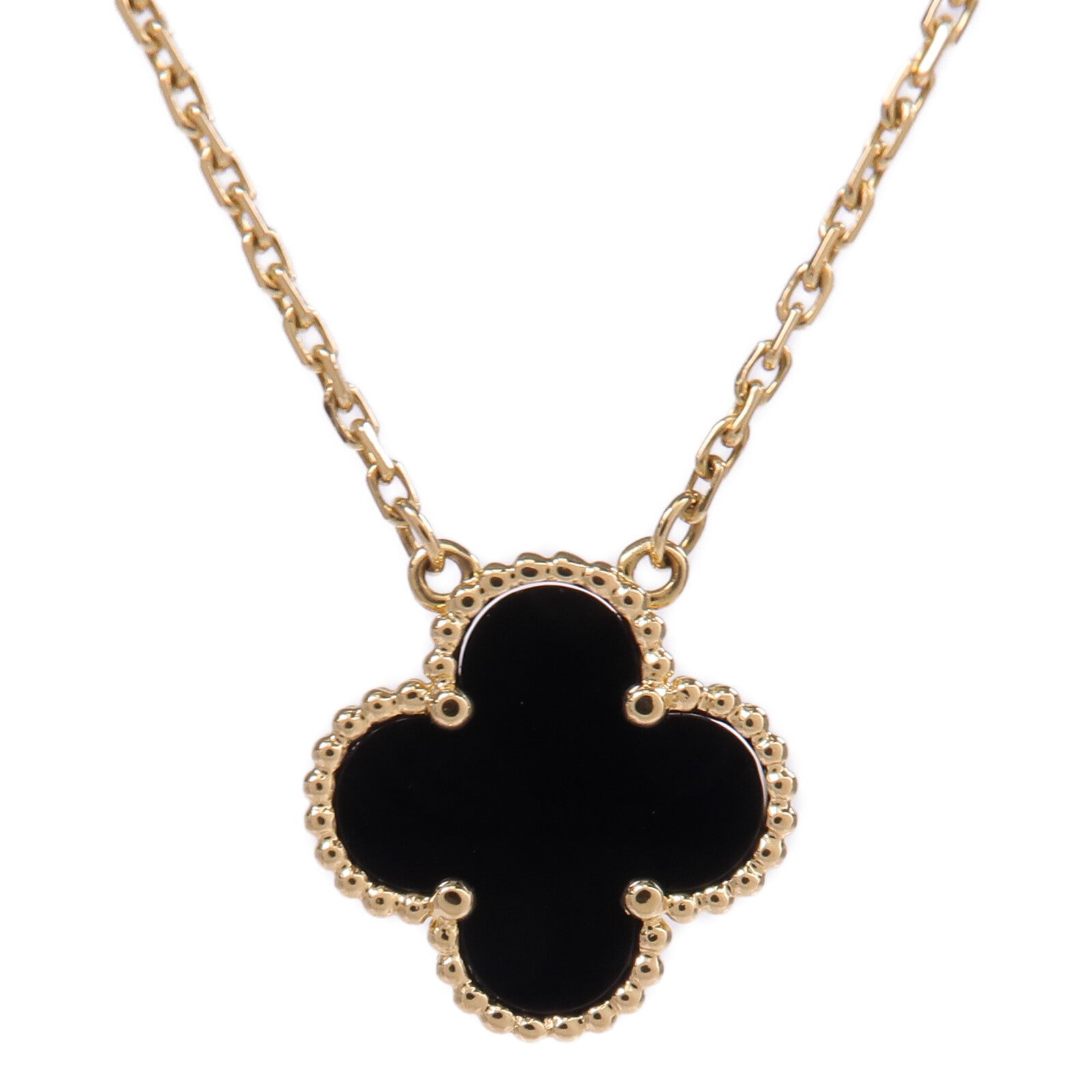 Van Cleef & Arpels 18K黃金Vintage Alhambra Pendant縞瑪瑙項鍊
