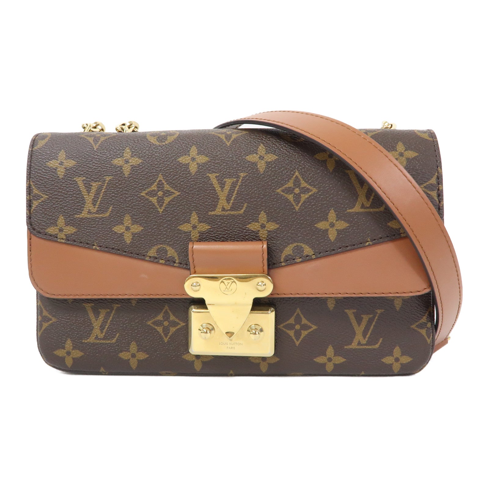 LOUIS VUITTON Monogram Marceau金扣鏈帶肩背袋啡色