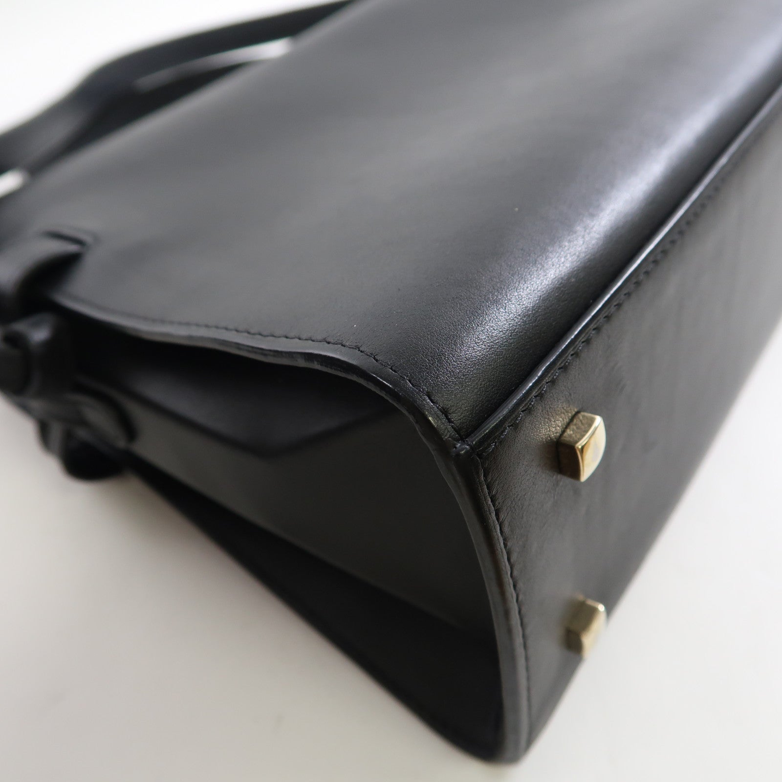 SELECTION 牛皮皮革Delvaux Tempete MM金扣手挽肩背兩用袋黑色