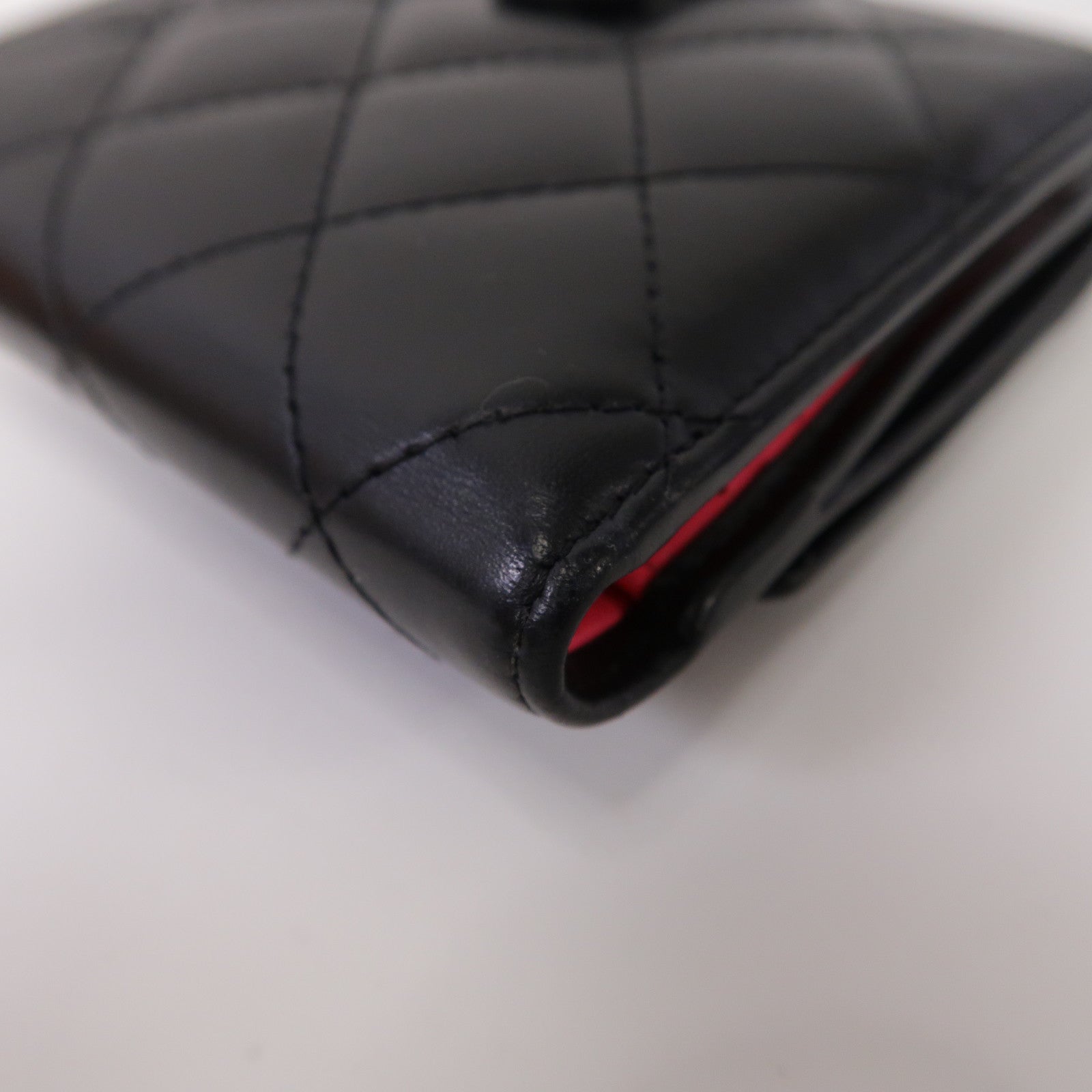 CHANEL 菱格牛皮皮革Cambon Bi-Fold Wallet折疊錢包黑色