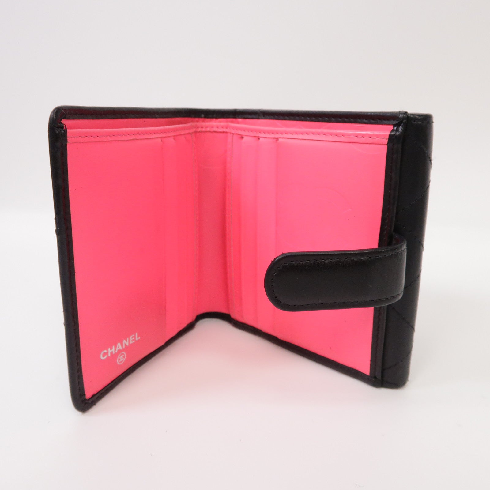 CHANEL 菱格牛皮皮革Cambon Bi-Fold Wallet折疊錢包黑色