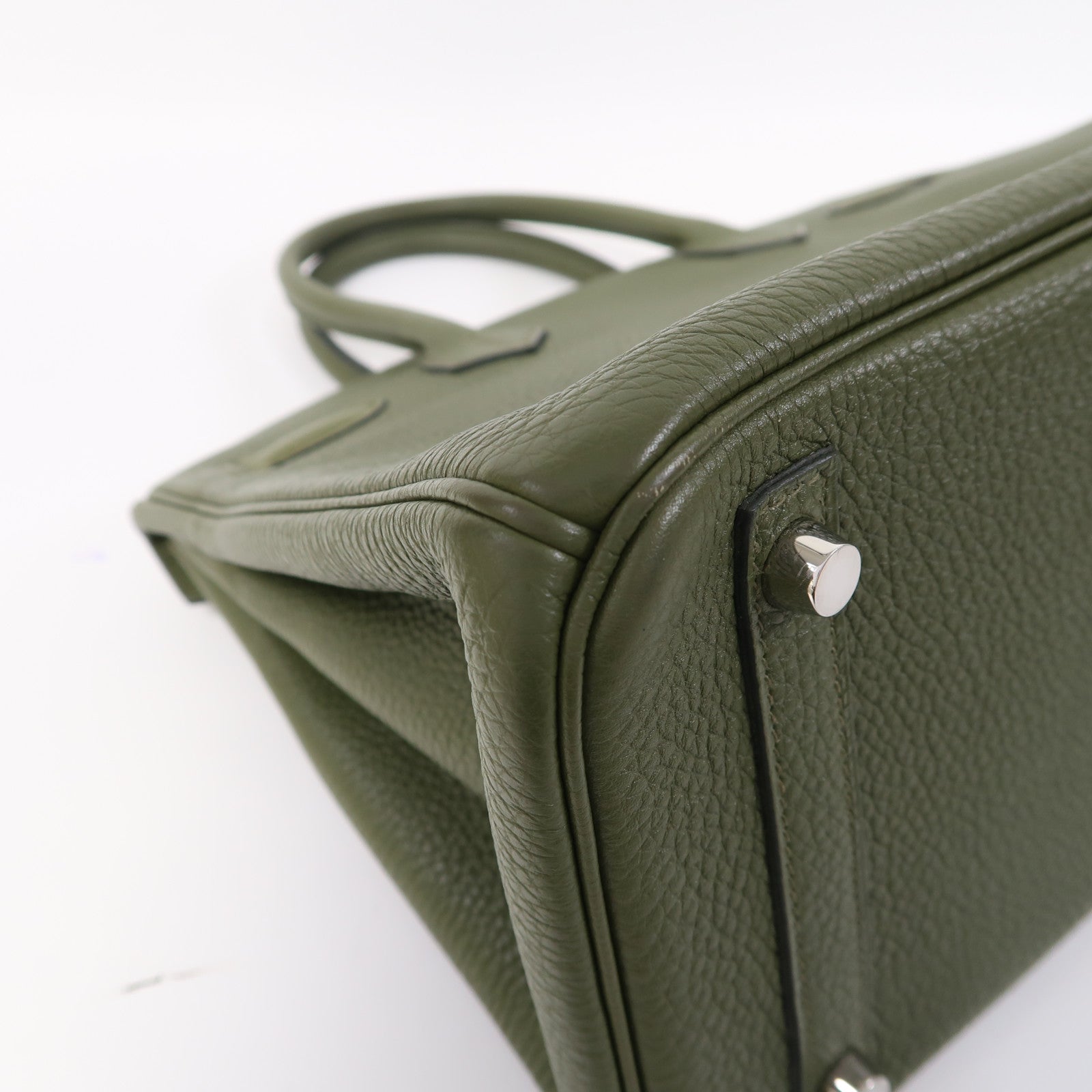 HERMES Togo皮革Birkin 30銀扣手挽袋Pelouse/草坪綠色