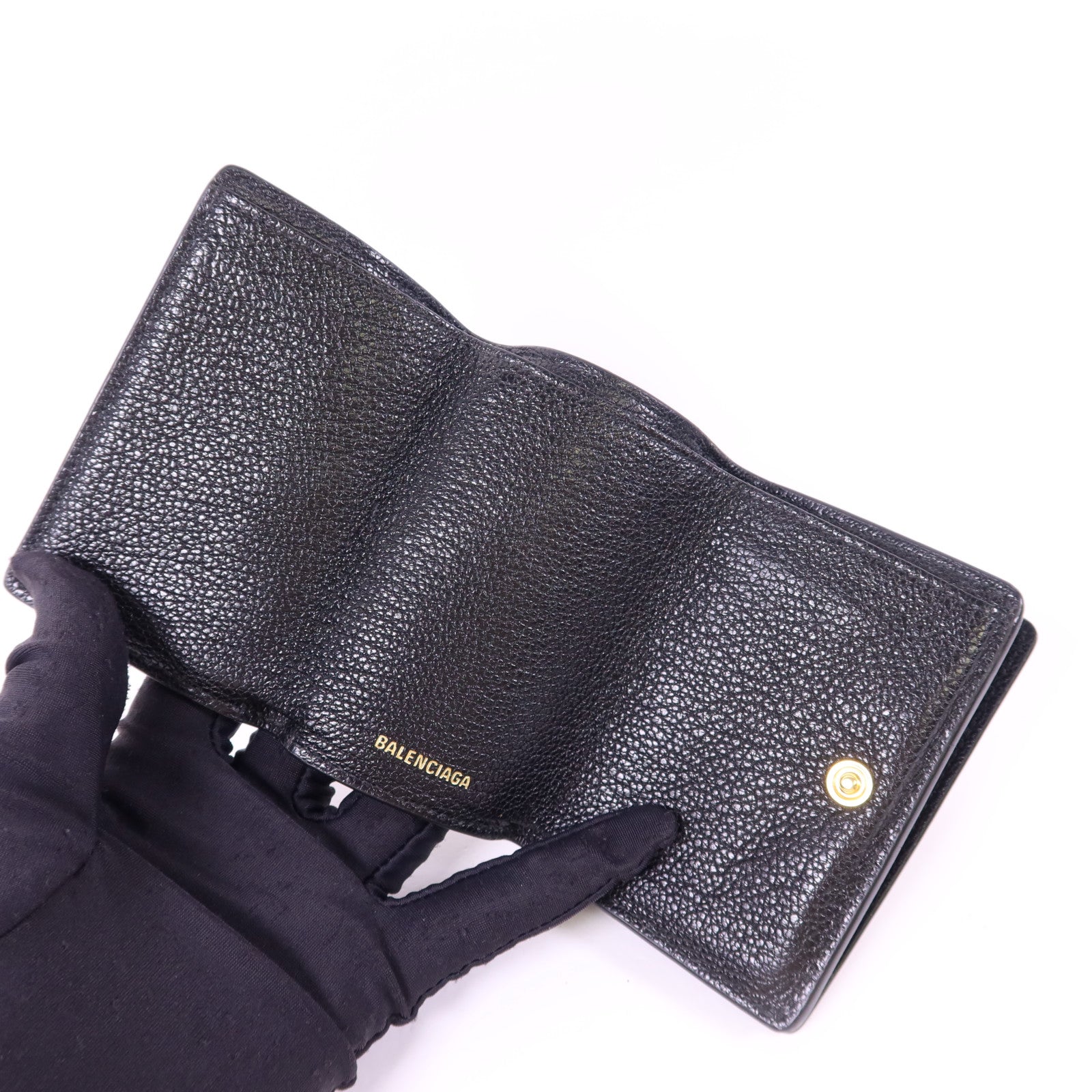 BALENCIAGA 牛皮皮革Trifold Wallet金扣錢包