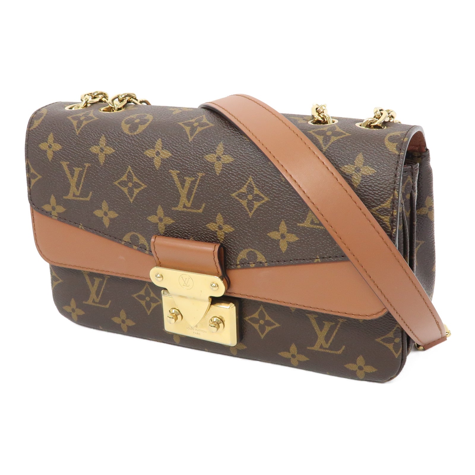LOUIS VUITTON Monogram Marceau金扣鏈帶肩背袋啡色