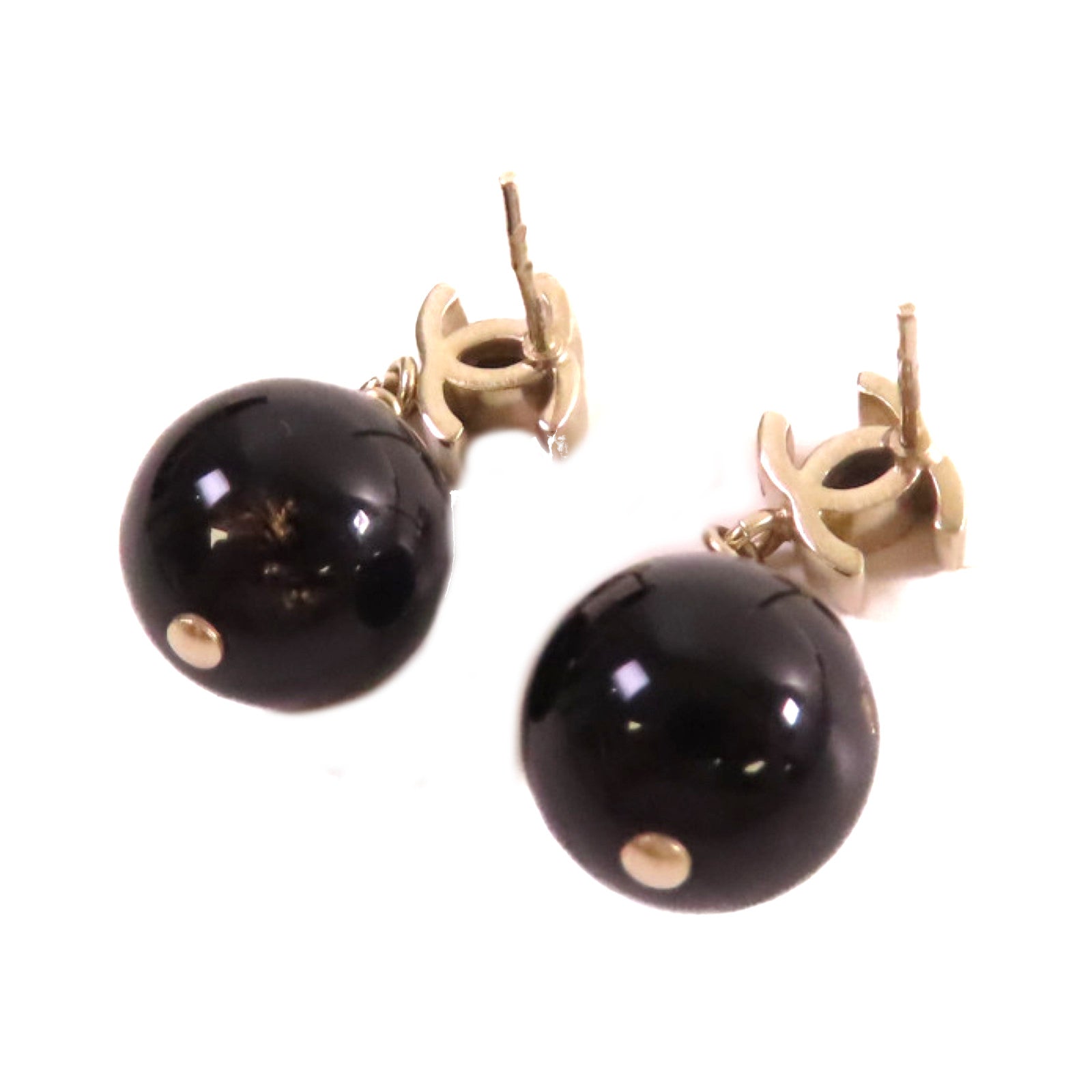 CHANEL 金屬/PVC CC  Earrings耳環黑色