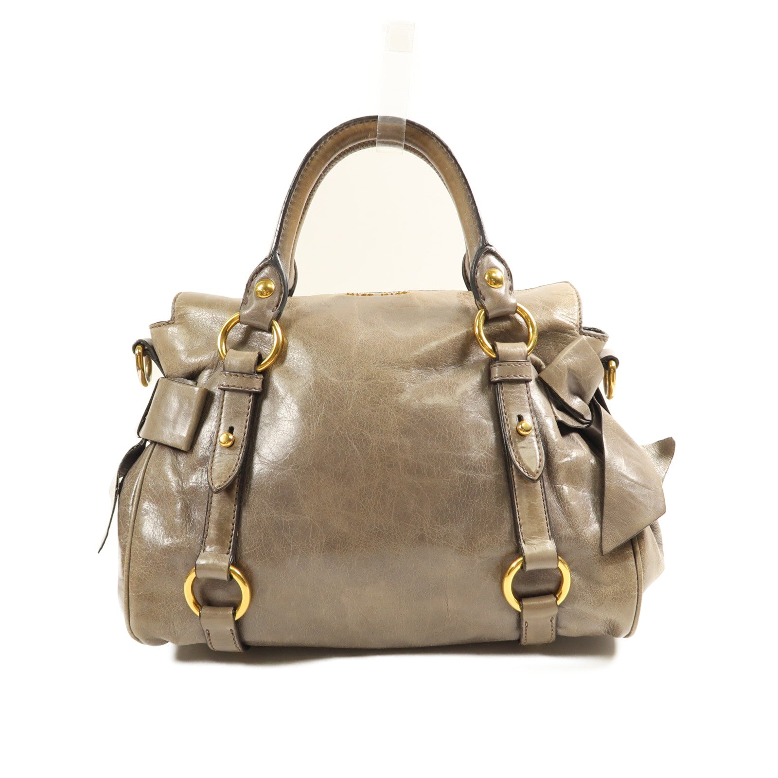 Miu Miu GHW 2 Way Shoulder Bag Calfskin Leather Brown