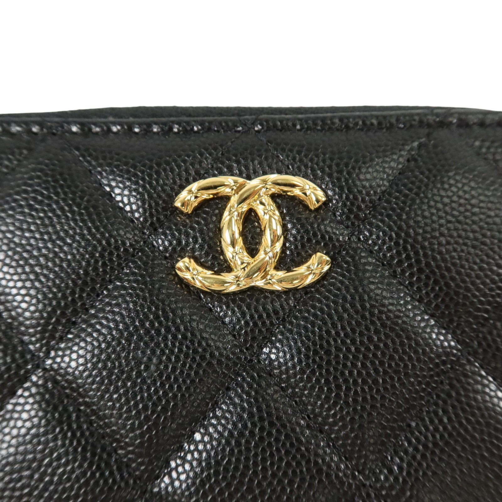 CHANEL 牛皮皮革Zipper Round Wallet金扣錢包