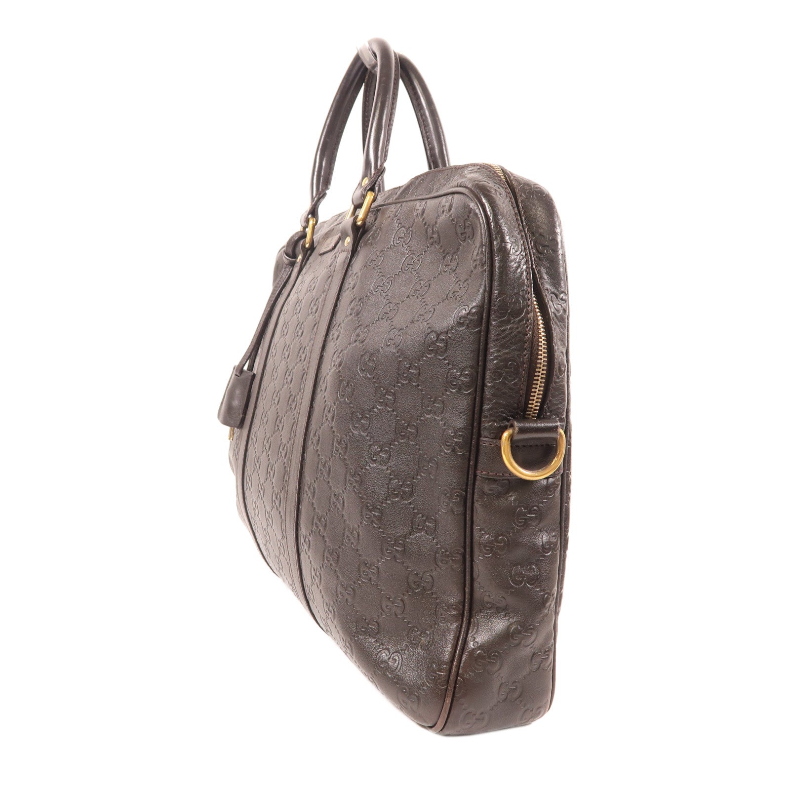 GUCCI 牛皮皮革Briefcase金扣公事包黑色