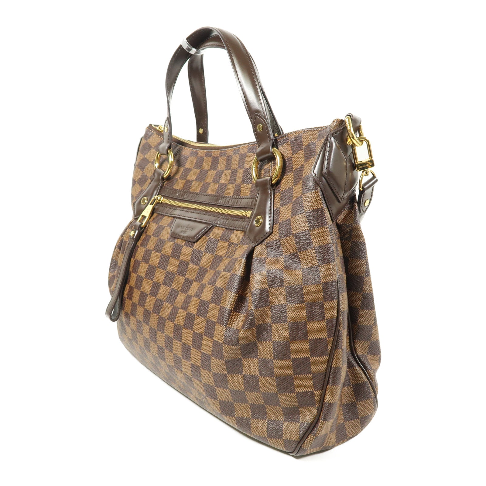 LOUIS VUITTON Damier Evora MM金扣手挽肩背兩用袋