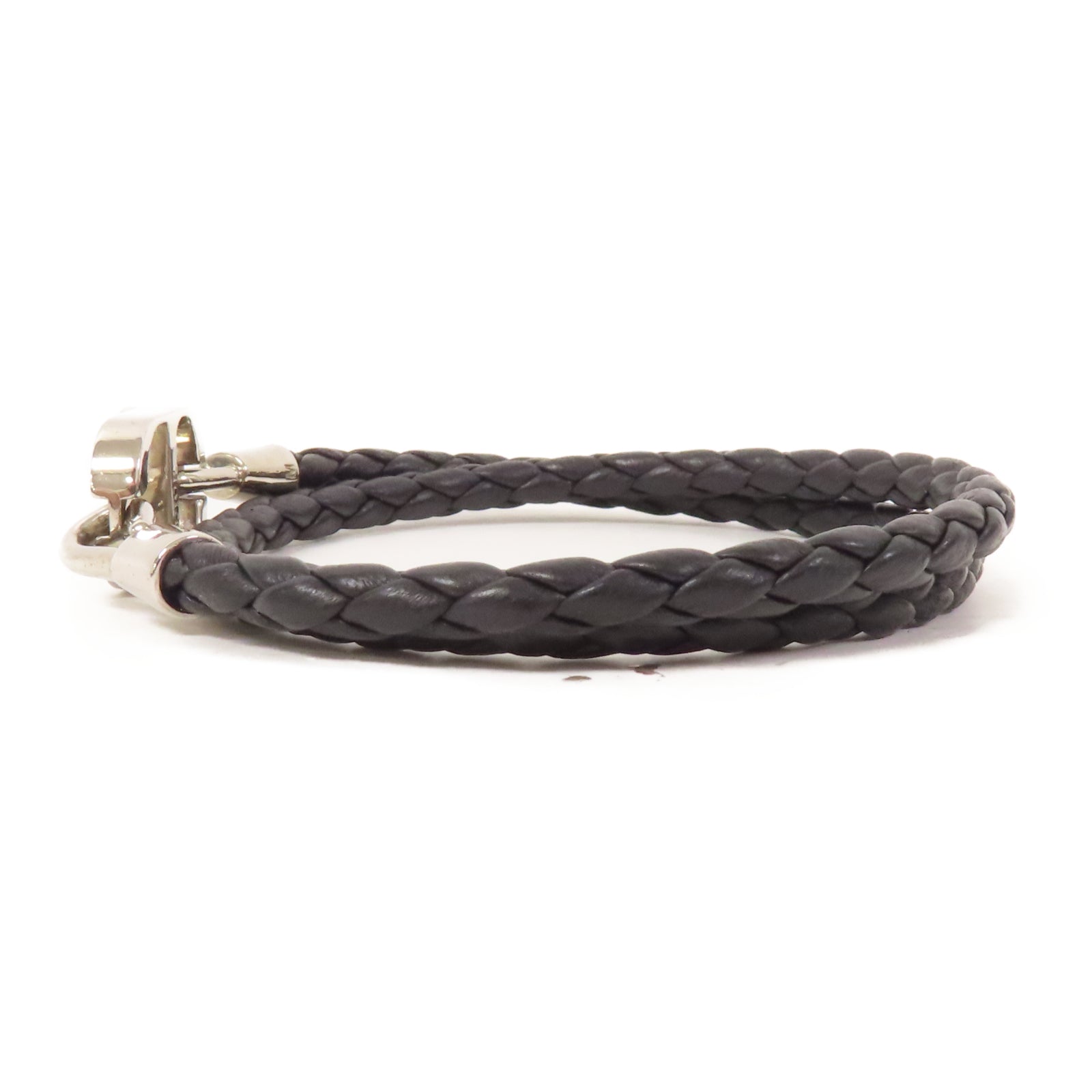 Dior 皮革Bracelet銀扣手鐲黑色