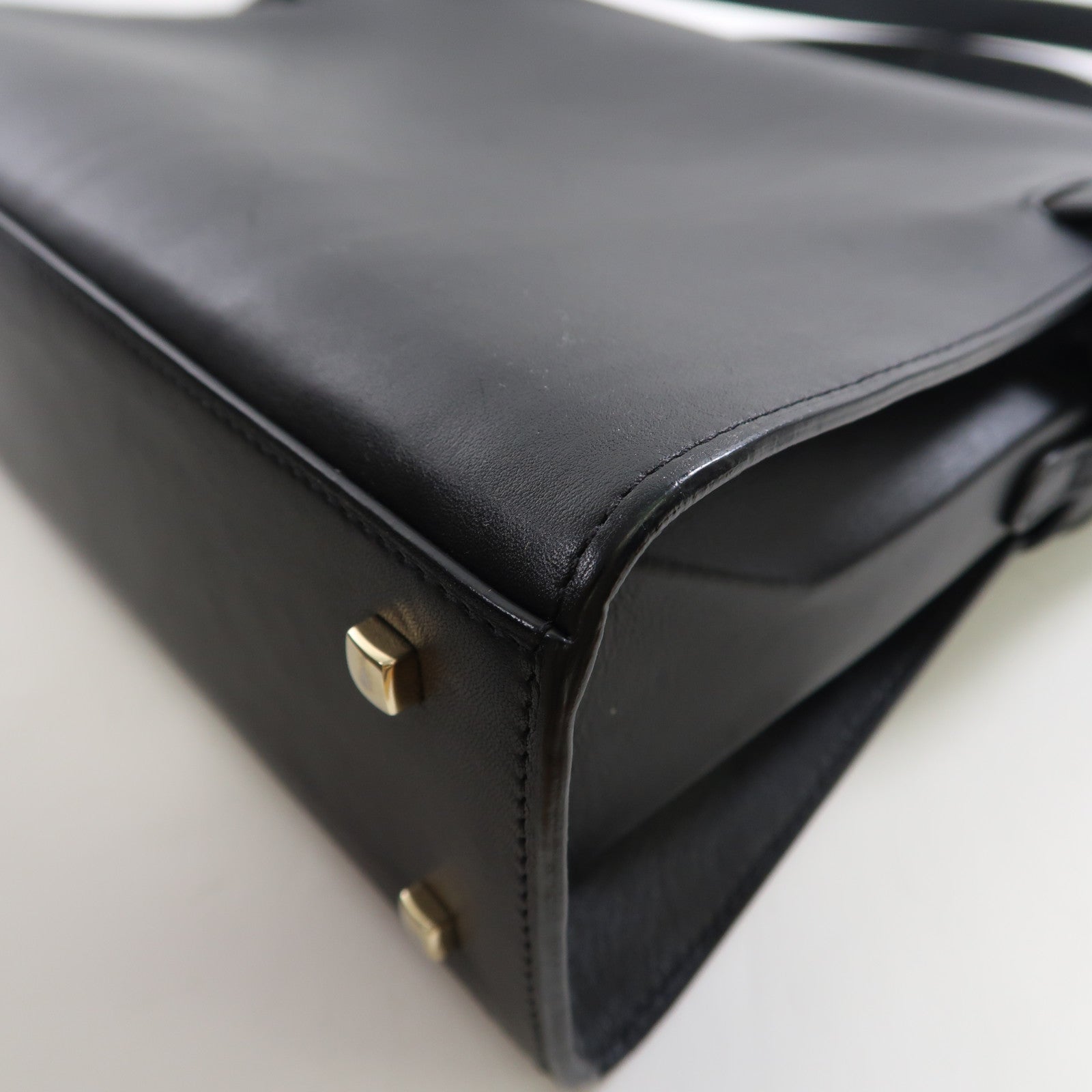 SELECTION 牛皮皮革Delvaux Tempete MM金扣手挽肩背兩用袋黑色