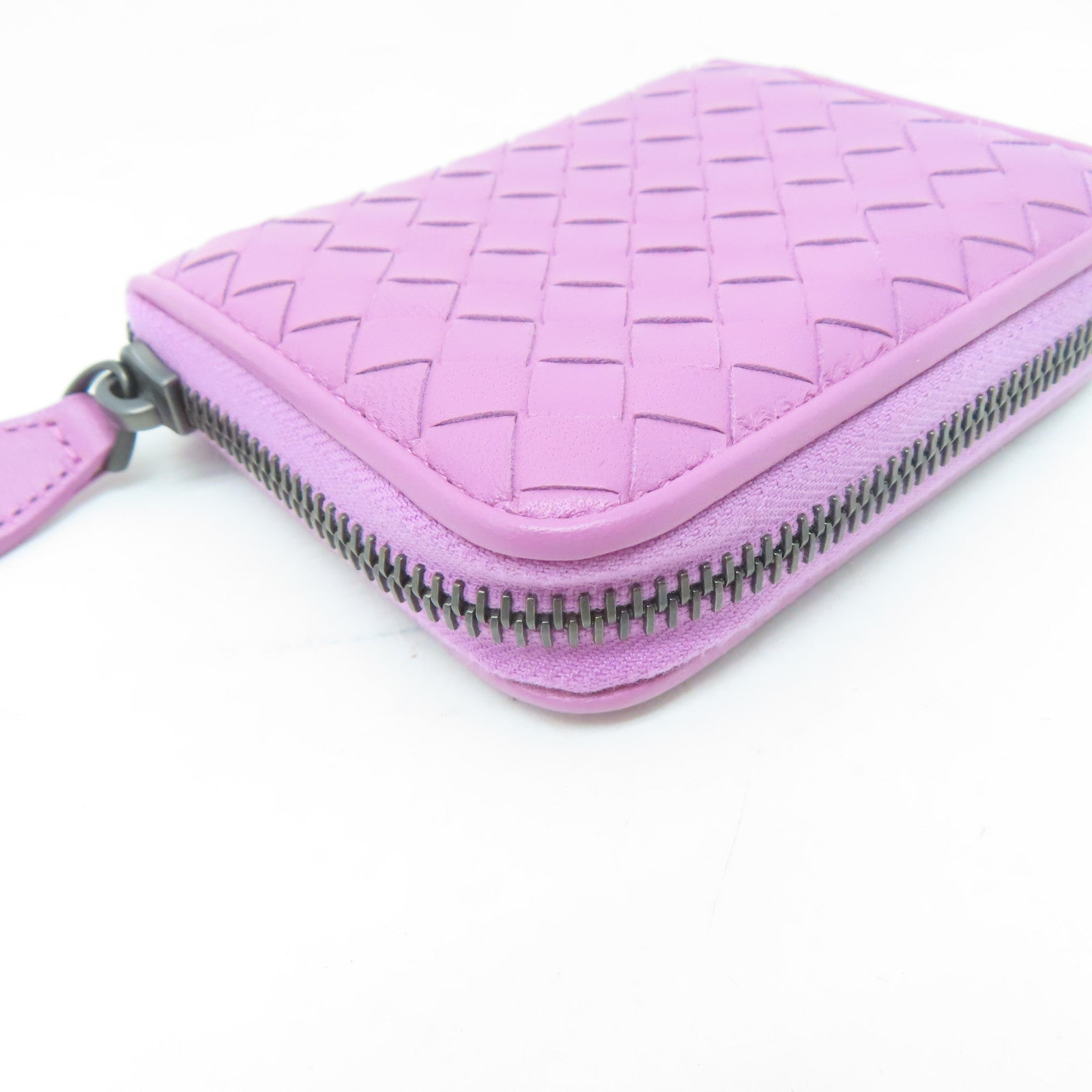BOTTEGA VENETA 【激減優惠】羊皮皮革Zipped Coin Purse銀扣零錢包紫色