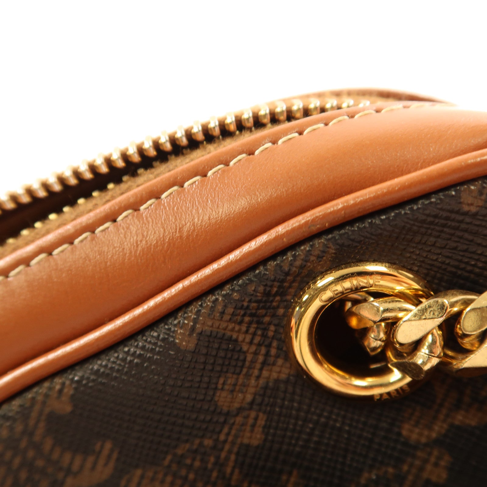 CELINE 塗層帆布Small Patapans金扣鏈帶肩背袋