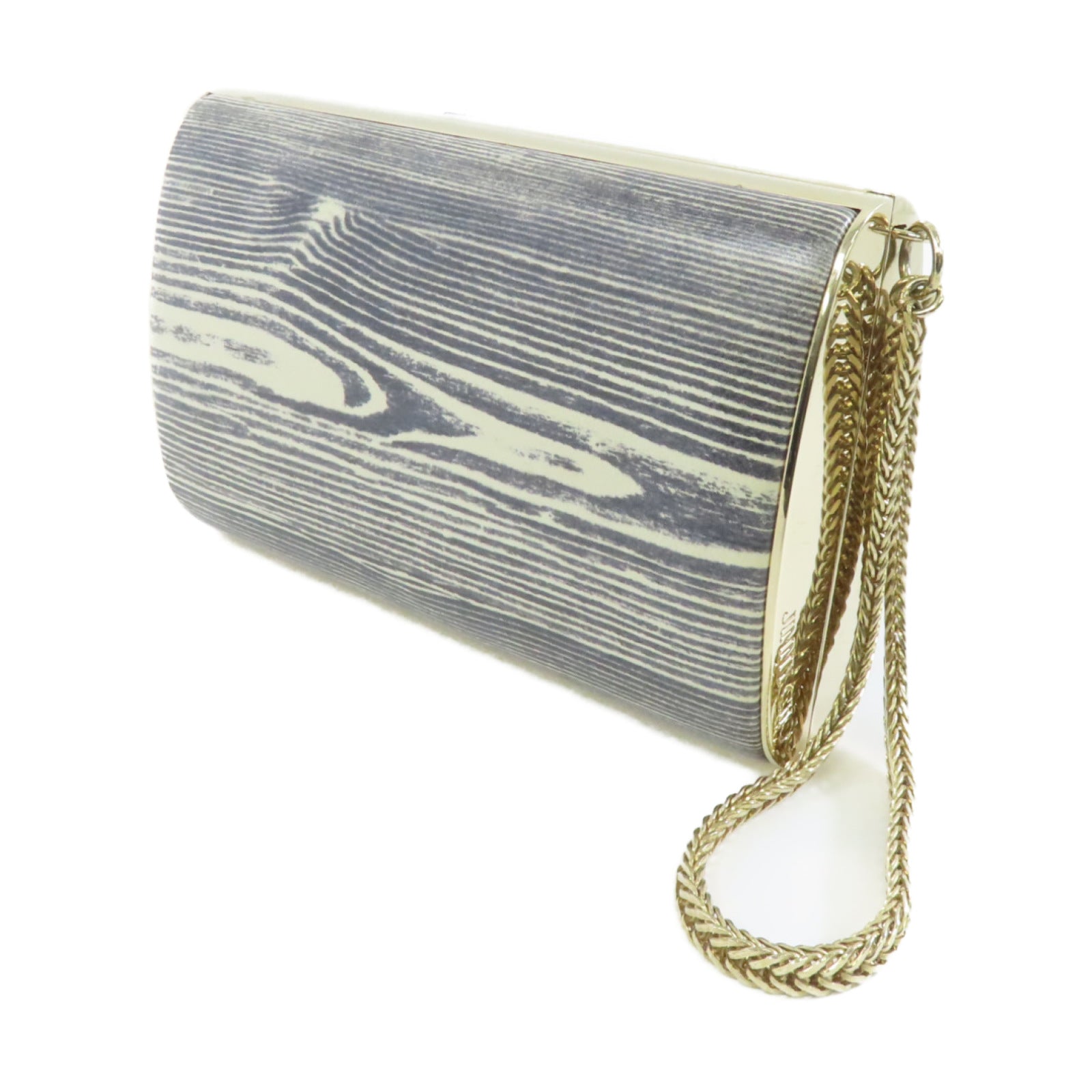 JIMMY CHOO 牛皮皮革Clutch Bag金扣手拿包灰色/白色