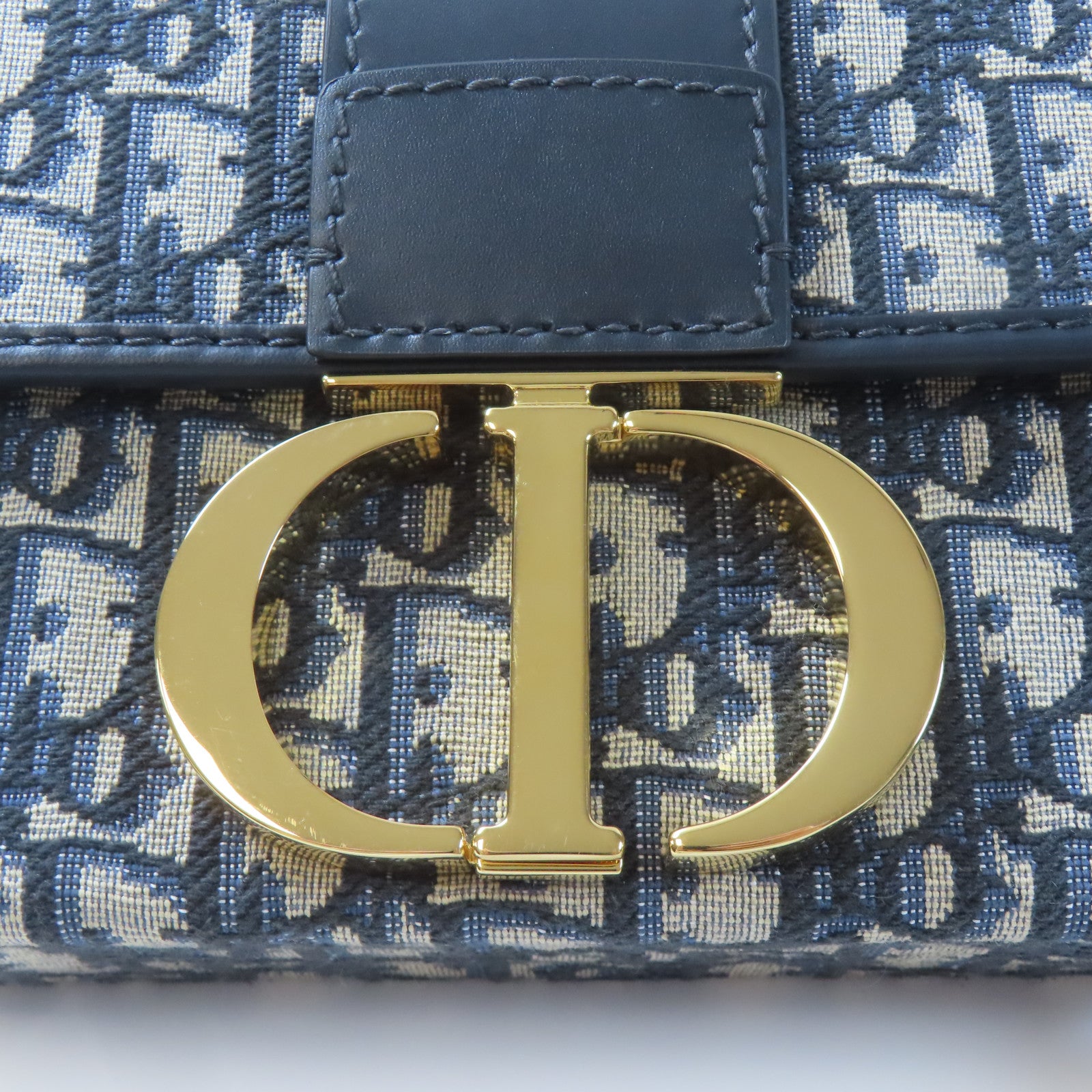 Dior 帆布/皮革Montaigne 30金扣肩背袋藍色