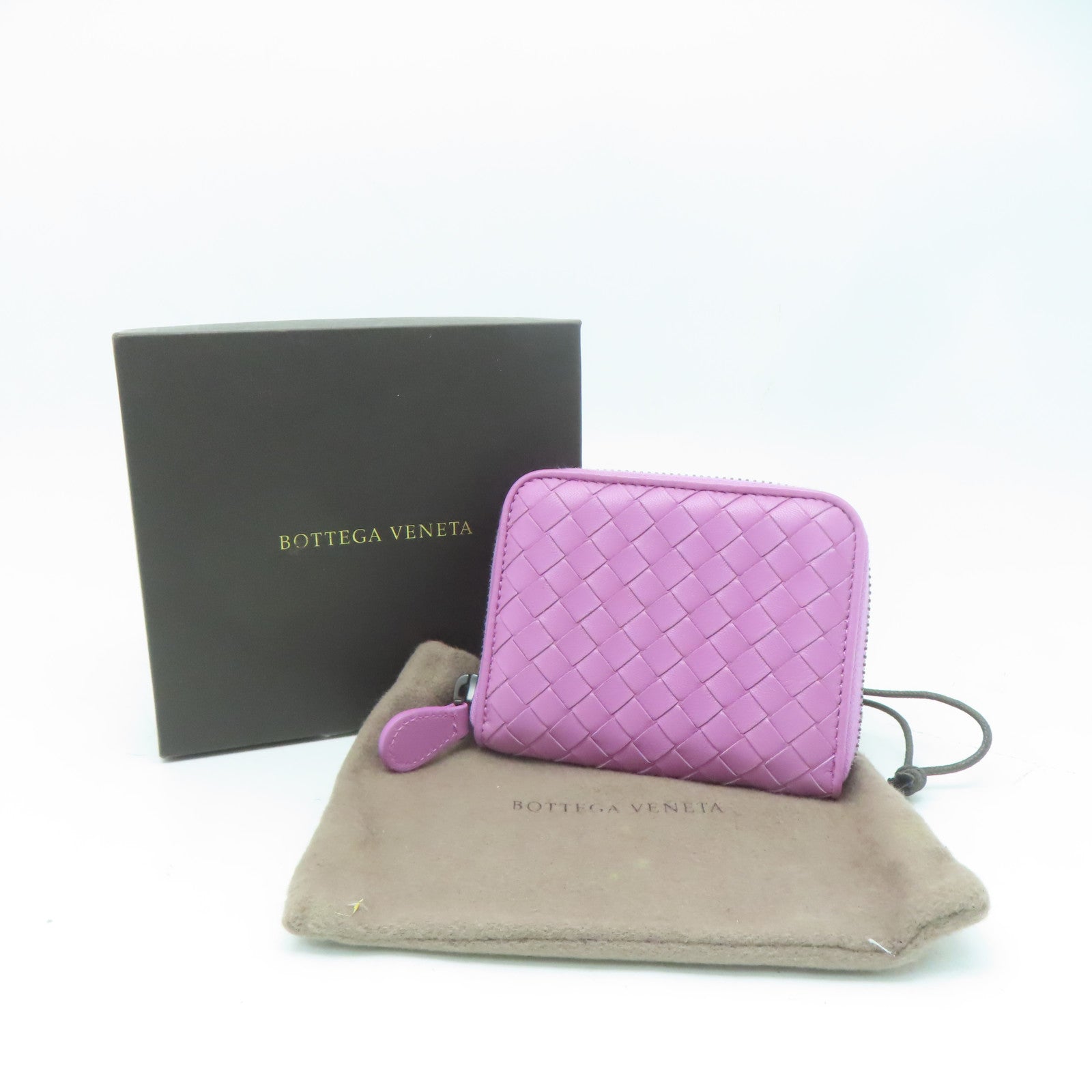 BOTTEGA VENETA 【激減優惠】羊皮皮革Zipped Coin Purse銀扣零錢包紫色