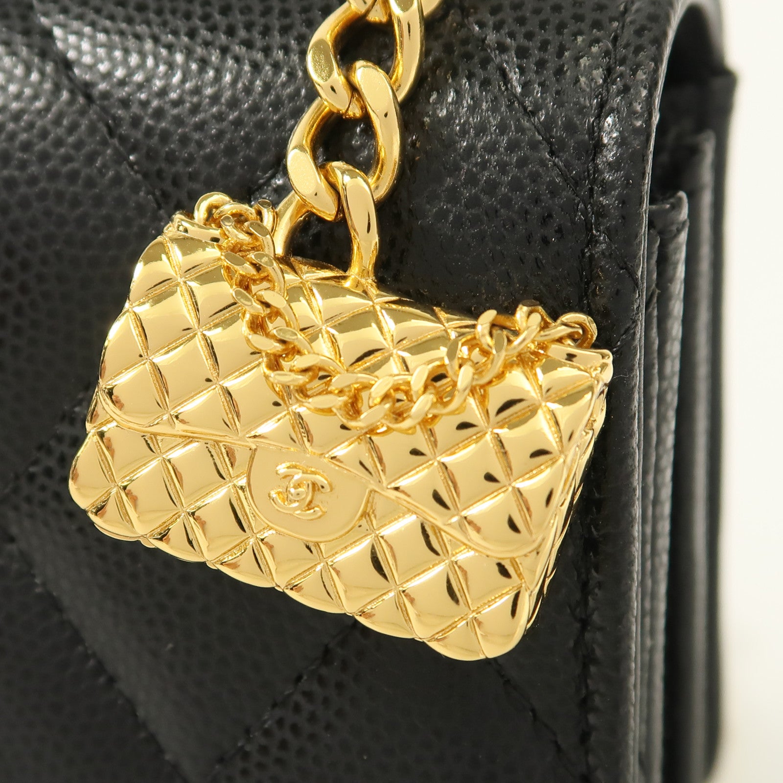CHANEL 牛皮皮革Shoulder Bag金扣鏈帶肩背袋