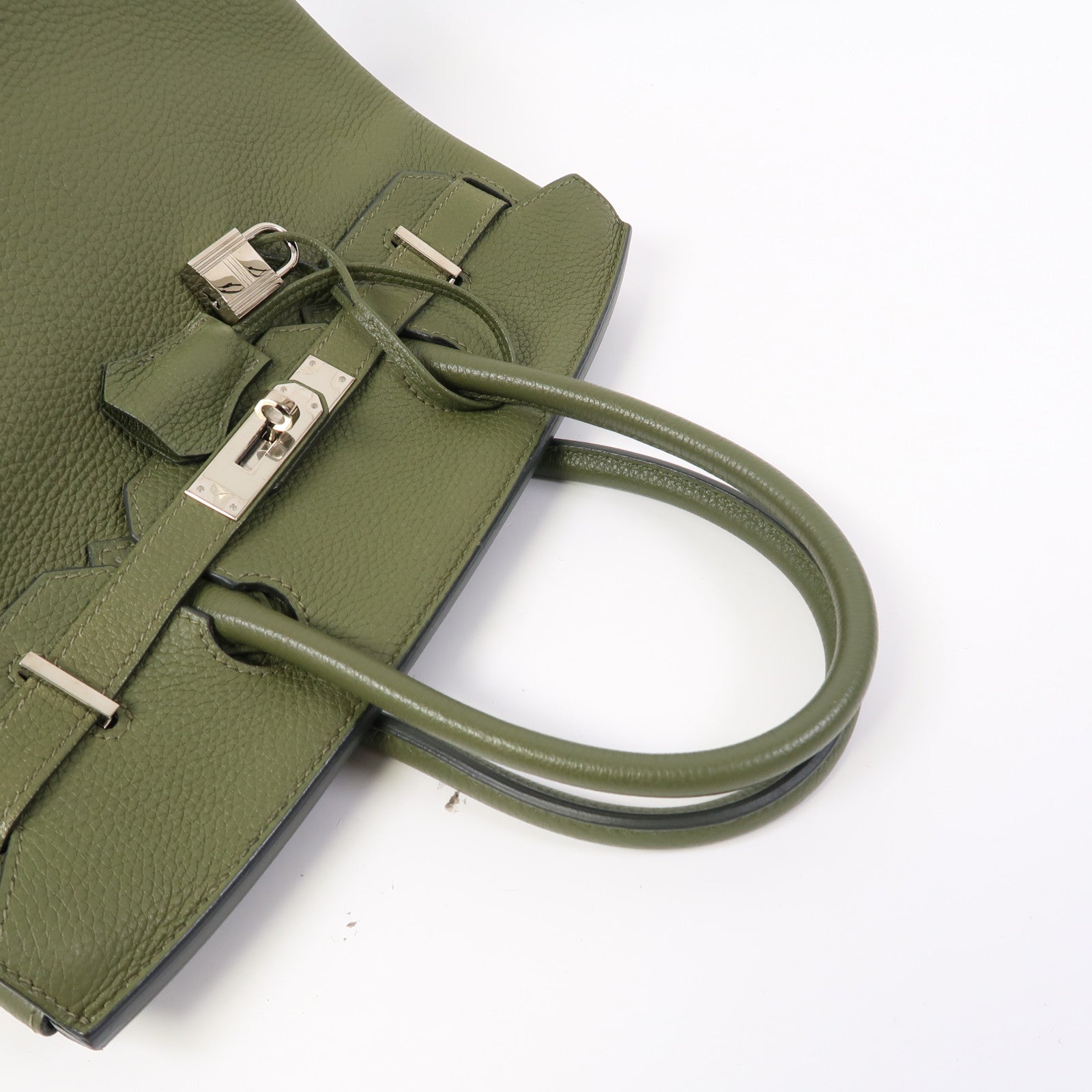 HERMES Togo皮革Birkin 30銀扣手挽袋Pelouse/草坪綠色