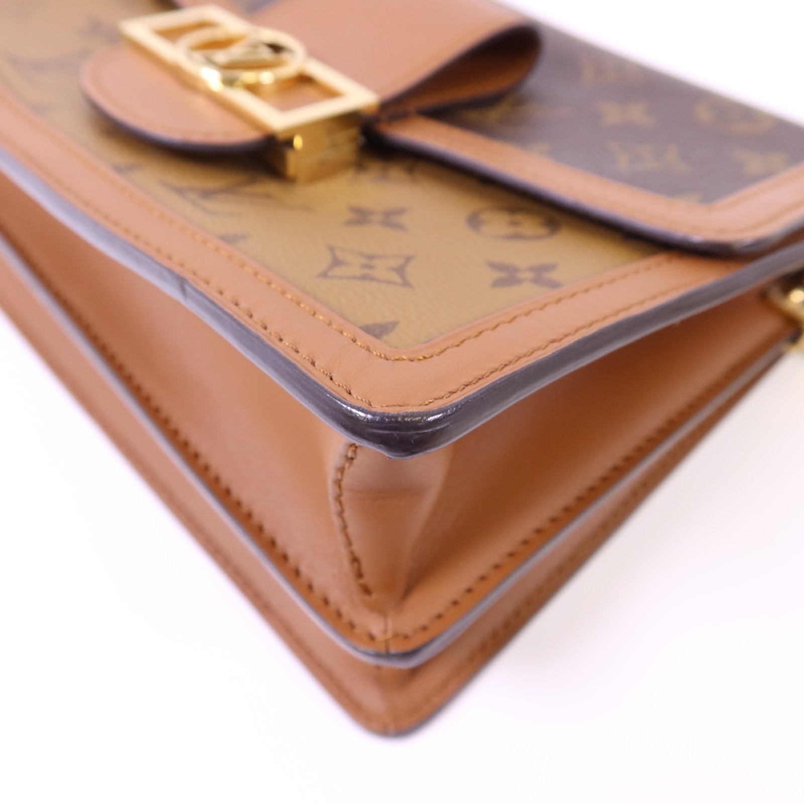 LOUIS VUITTON Monogram Reverse Dauphine MM金扣肩背袋