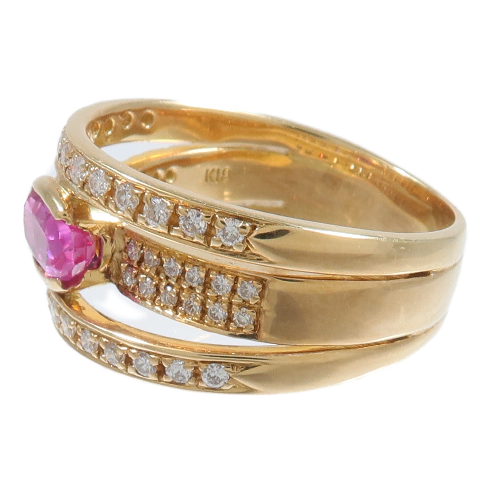 JEWELRY 18K黃金Pink Sapphire Diamond Ring粉紅色藍寶石/鑽石戒指