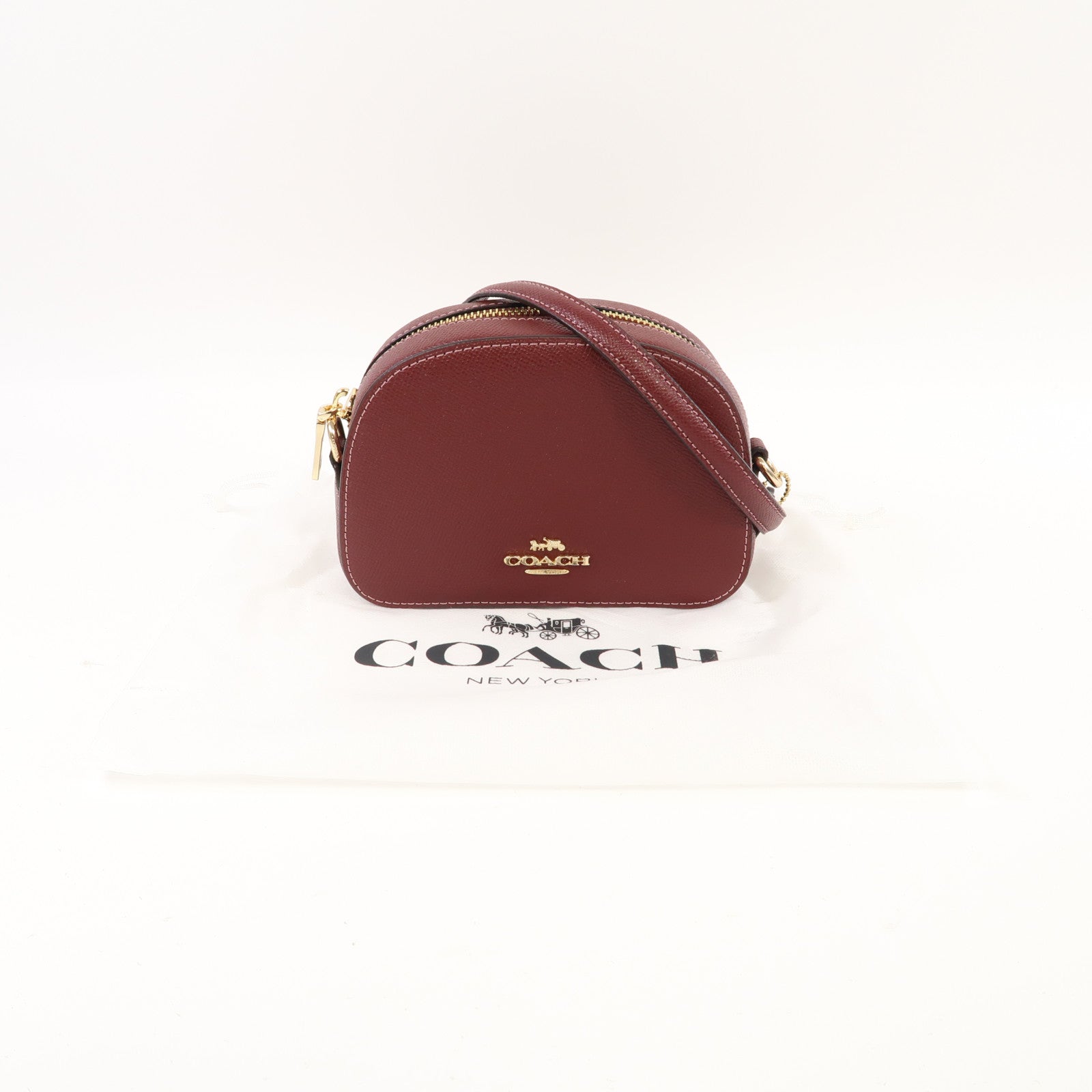COACH 牛皮皮革Mini Serena Crossbody Bag金扣肩背袋紅色