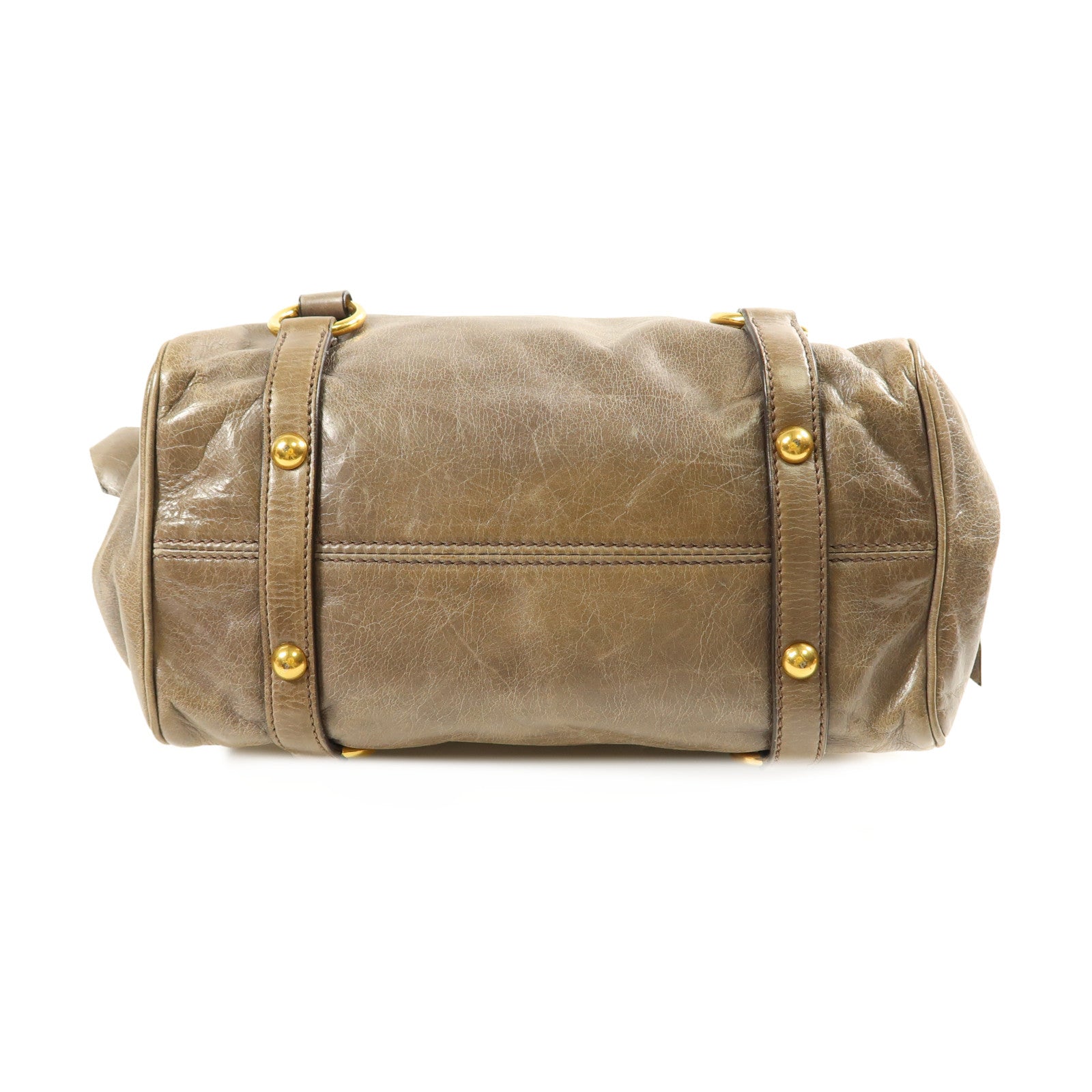 Miu Miu GHW 2 Way Shoulder Bag Calfskin Leather Brown