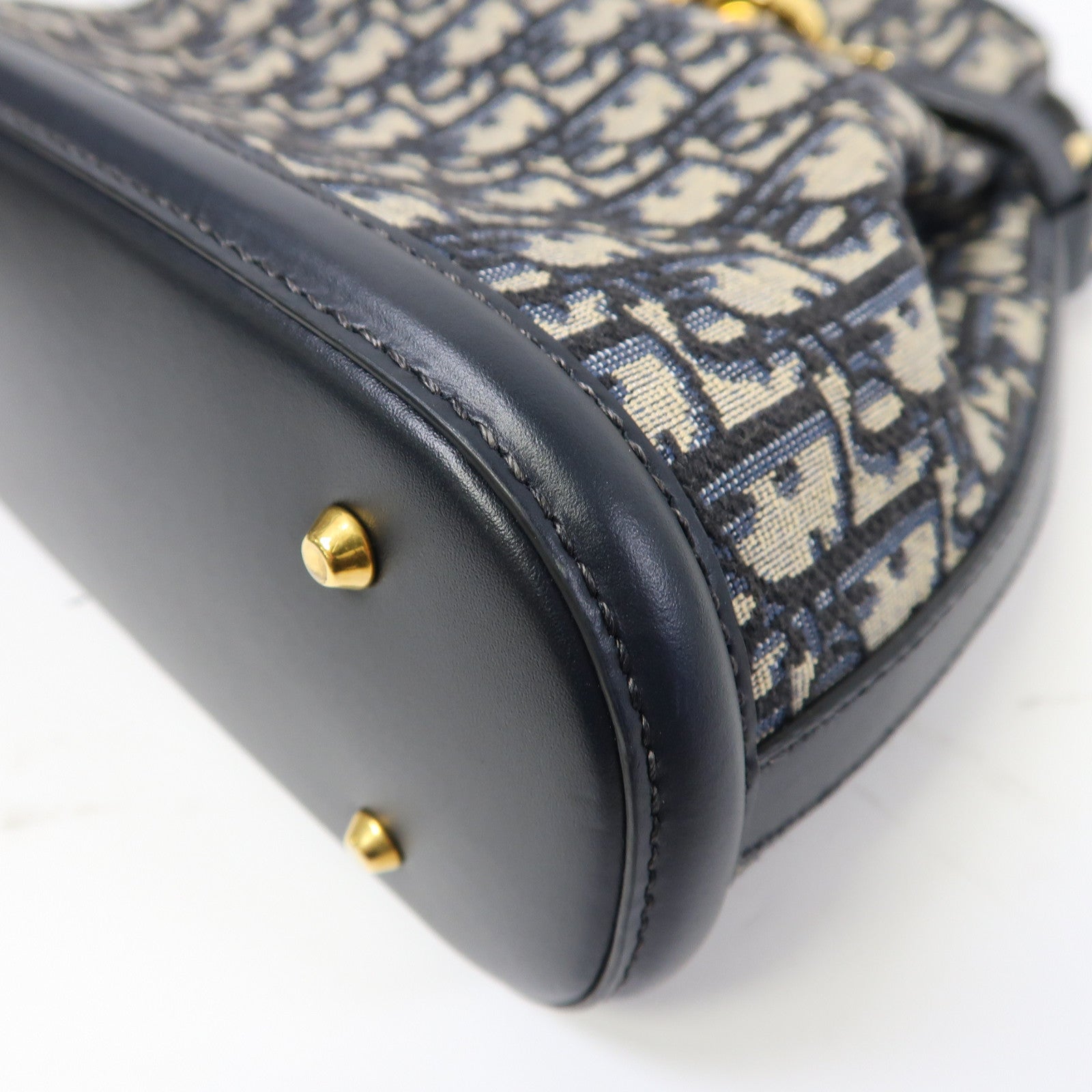 Dior Oblique帆布Medium C'est Bag金扣手挽肩背兩用袋藍色