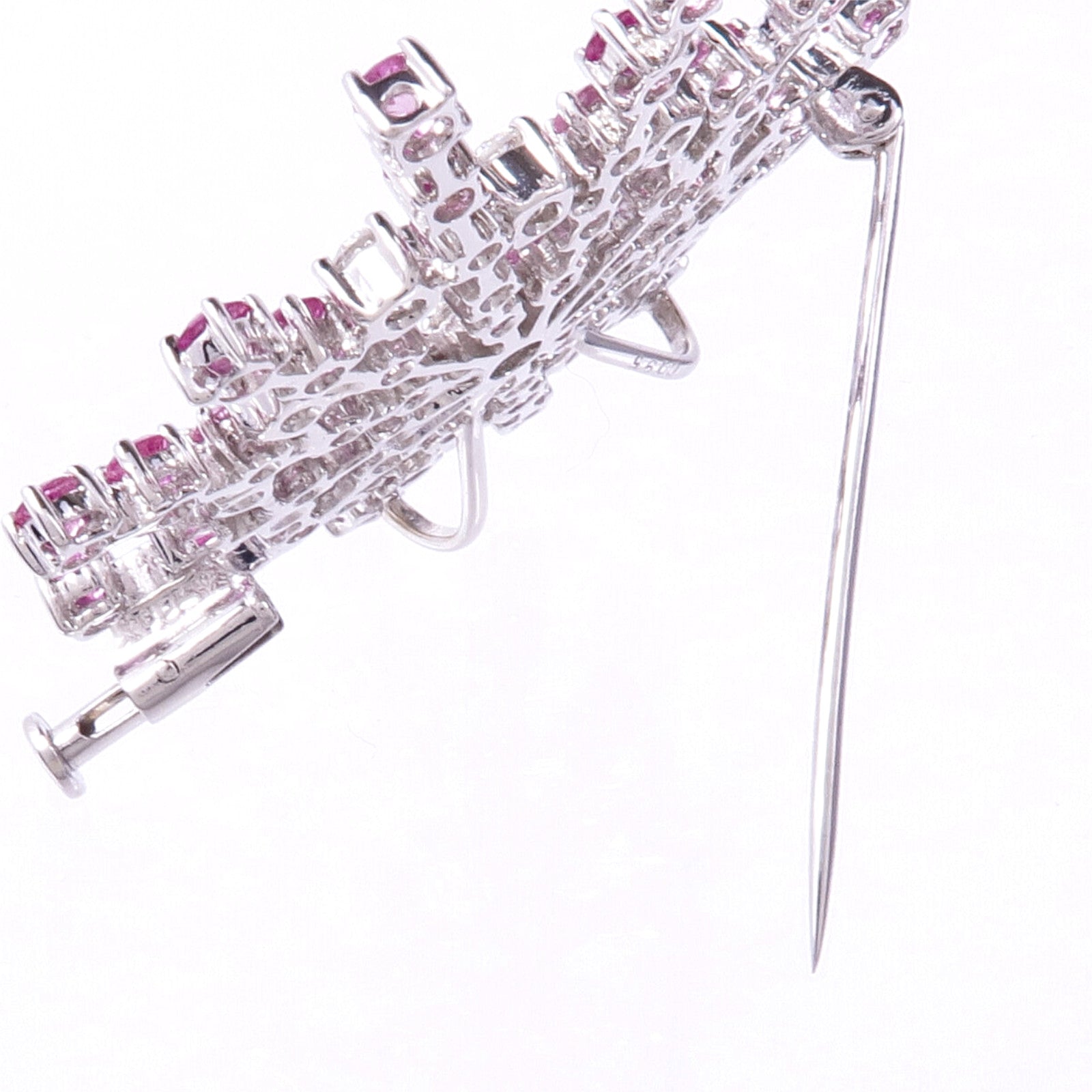 JEWELRY 18K白金Sapphire Diamond Brooch粉紅藍寶石/鑽石胸針