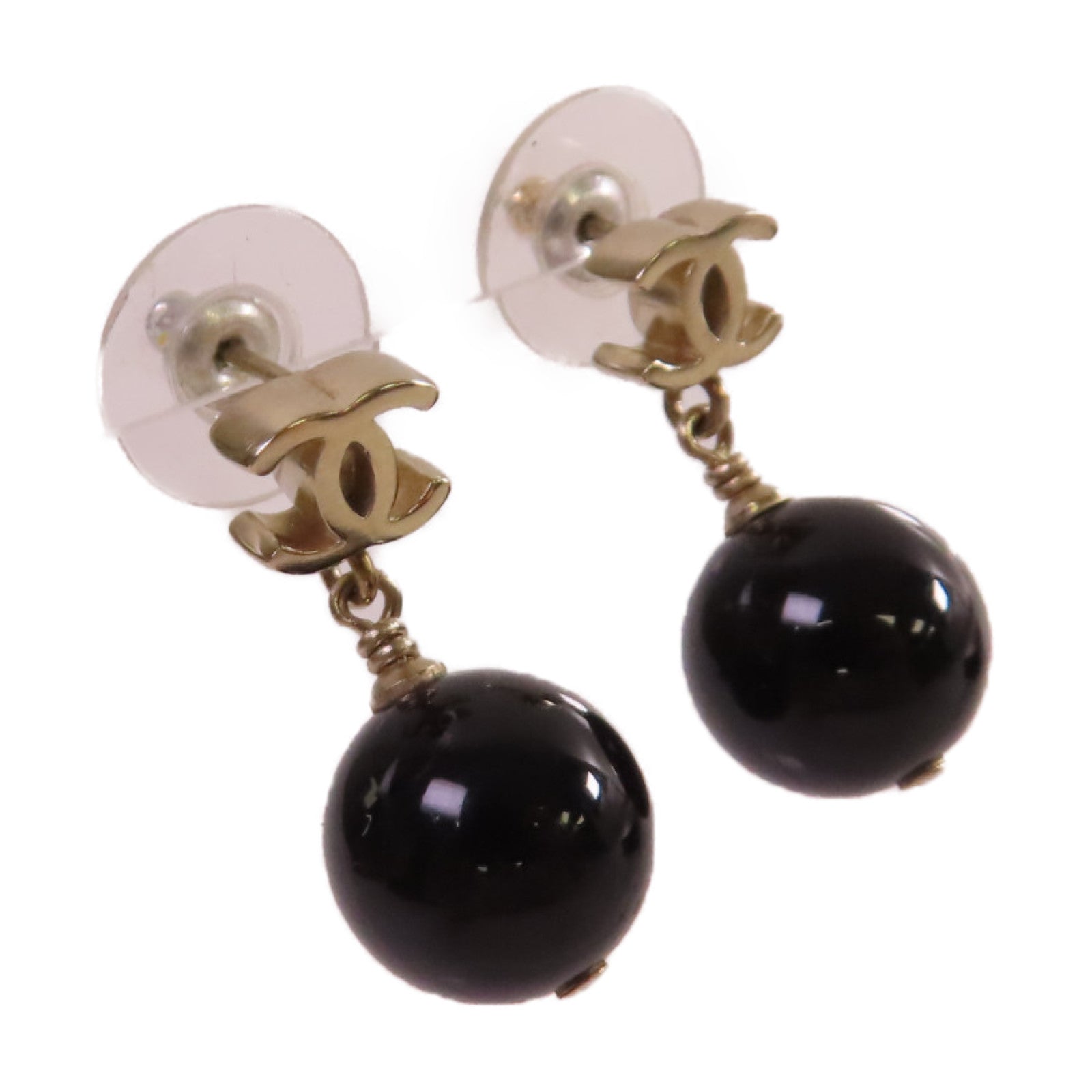 CHANEL 金屬/PVC CC  Earrings耳環黑色