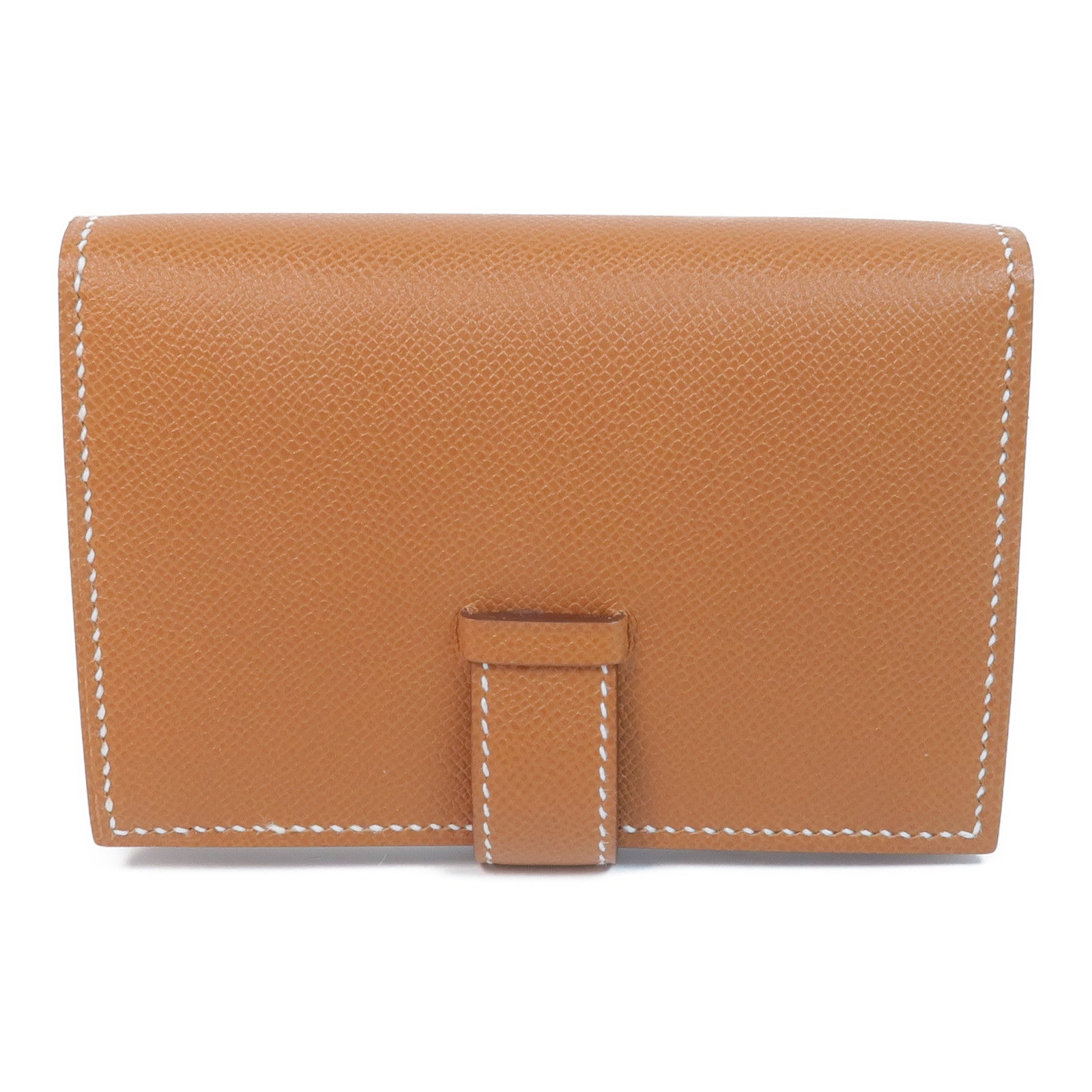 HERMES 【激減優惠】Epsom皮革Bearn Mini Wallet銀扣錢包Gold