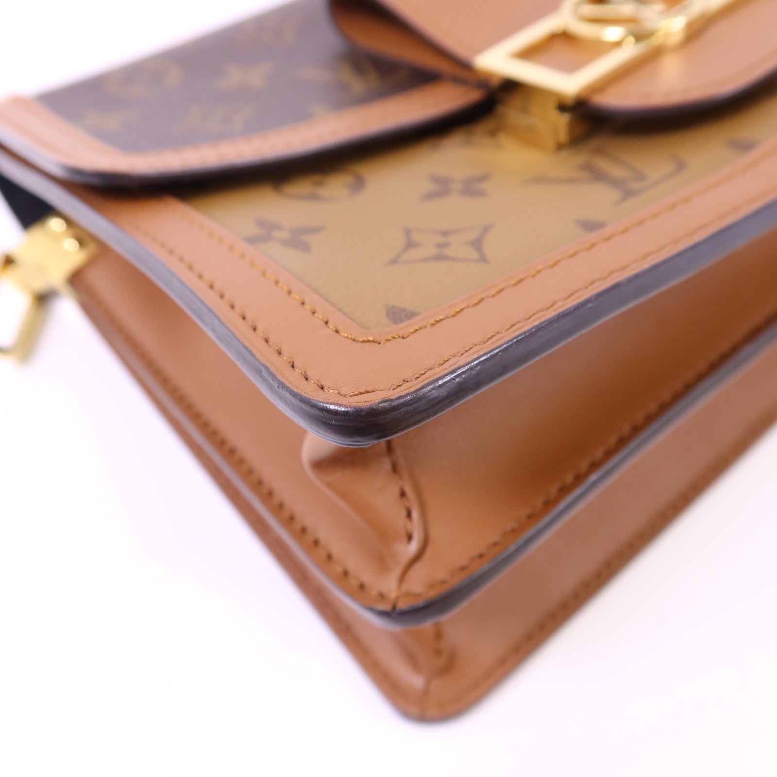 LOUIS VUITTON Monogram Reverse Dauphine MM金扣肩背袋