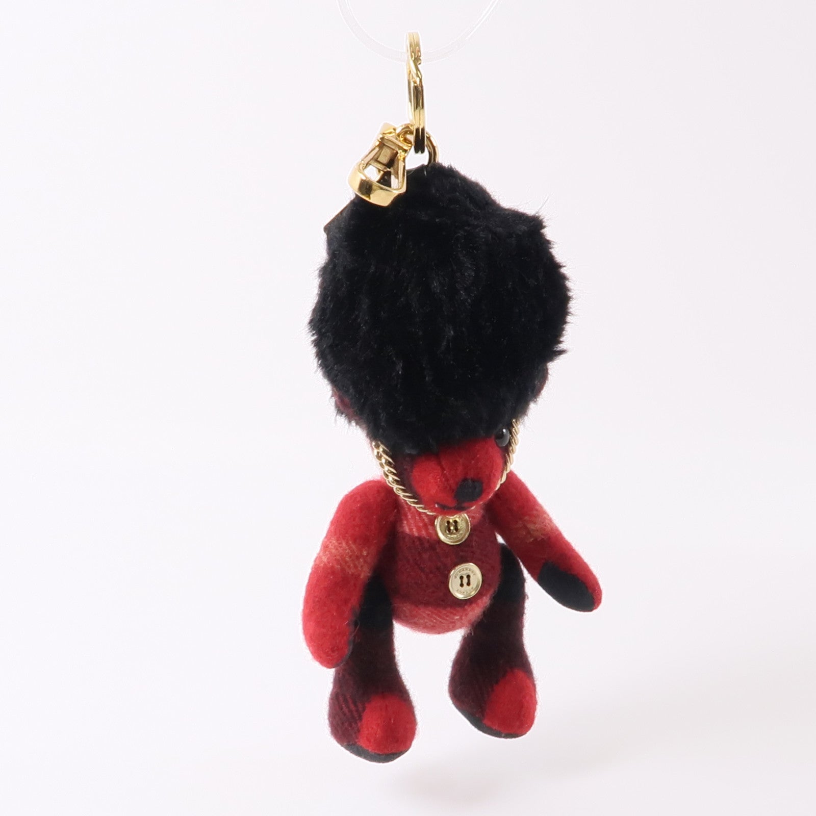 BURBERRY 羊絨Bear Key Ring Charm金扣鎖匙扣紅色/黑色