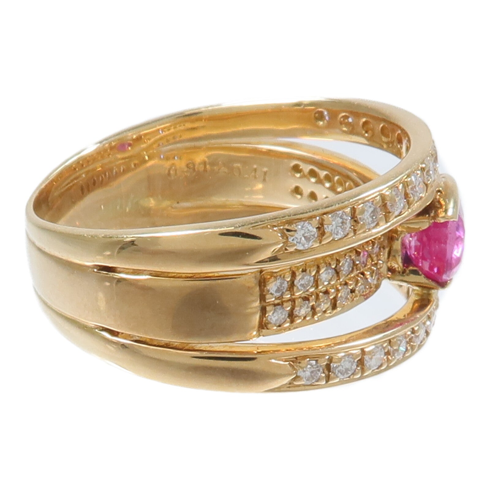 JEWELRY 18K黃金Pink Sapphire Diamond Ring粉紅色藍寶石/鑽石戒指