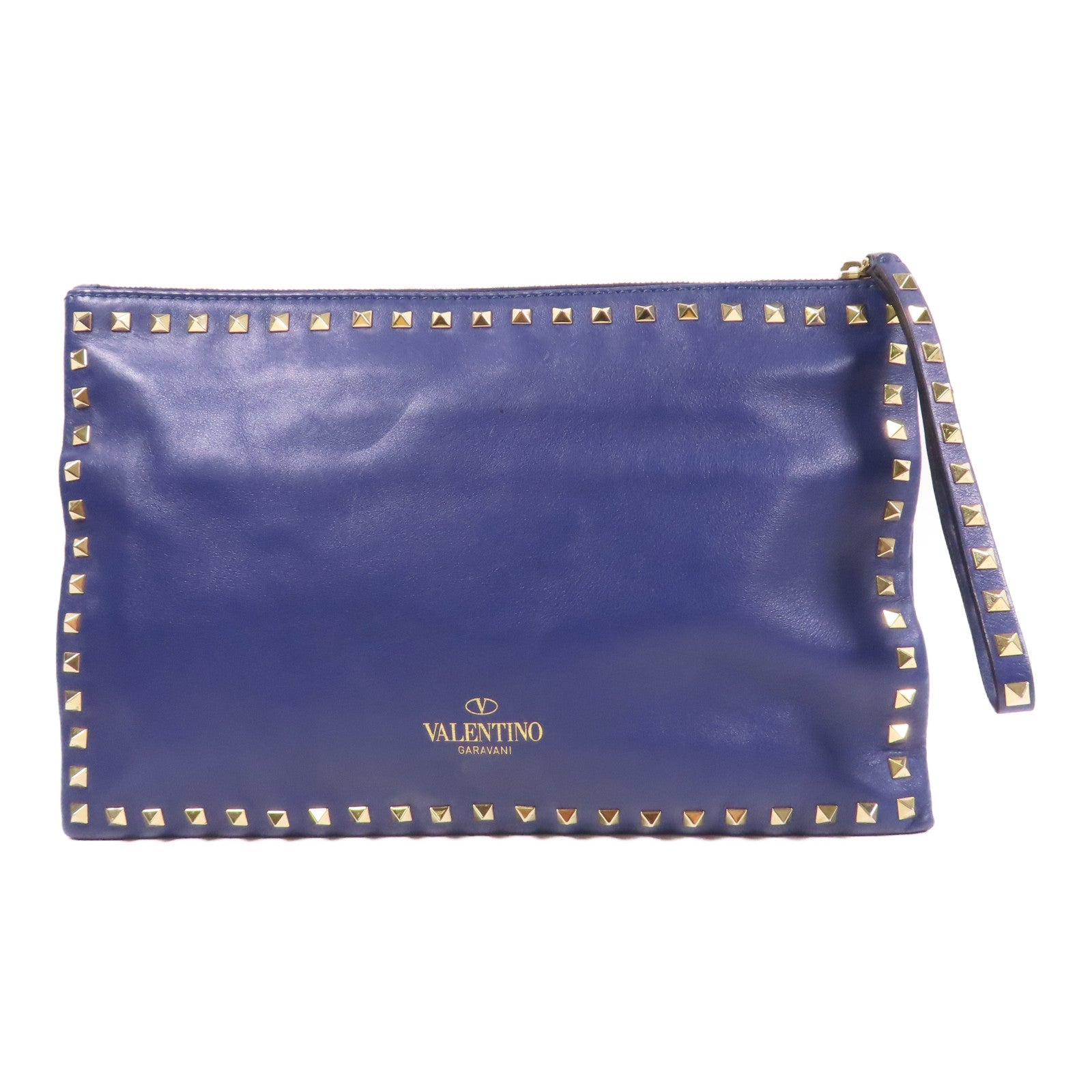 Valentino 牛皮皮革Clutch金扣手拿包紫色