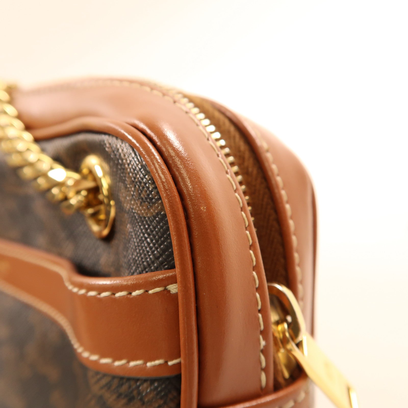CELINE 塗層帆布Small Patapans金扣鏈帶肩背袋