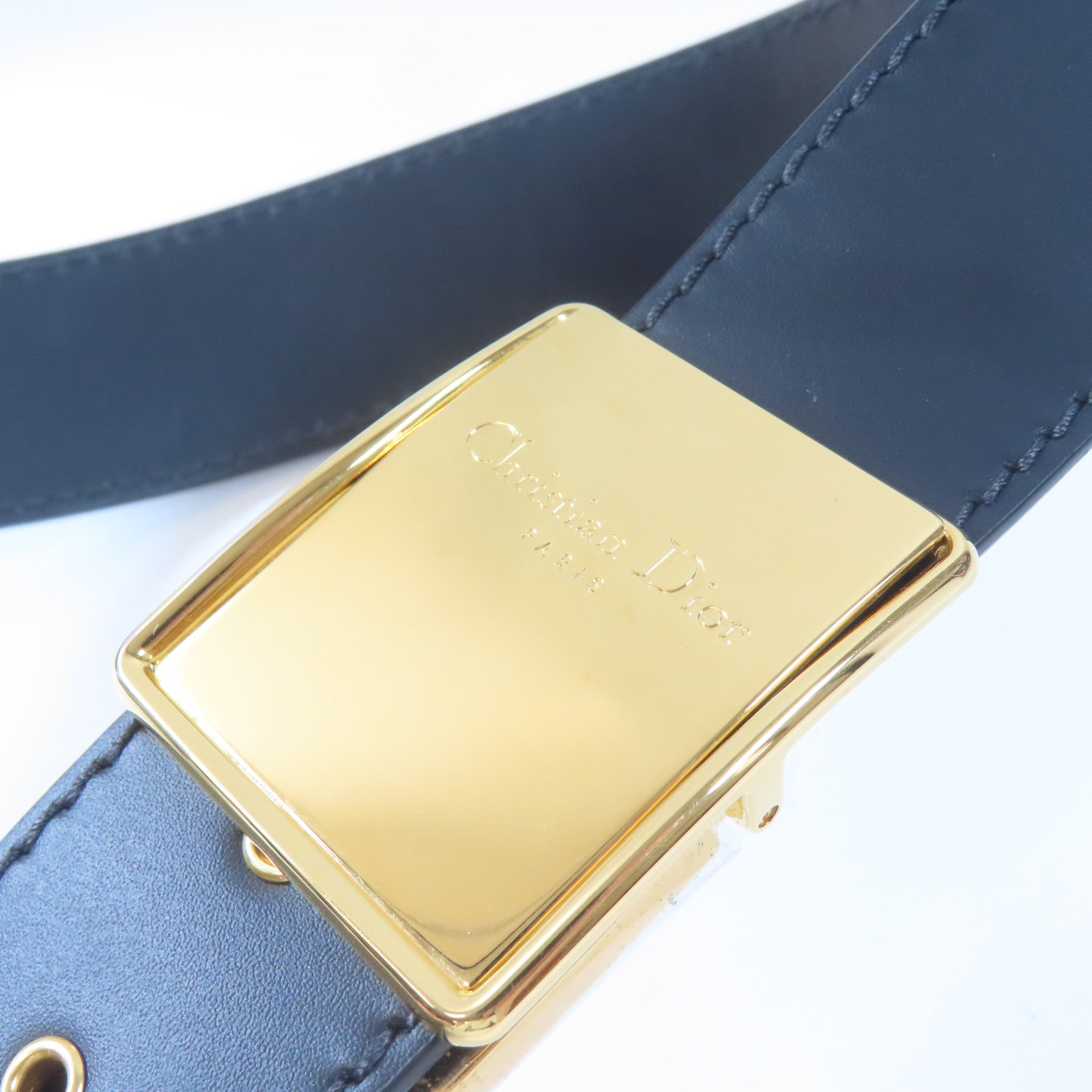 Dior 帆布/皮革Montaigne 30金扣肩背袋藍色