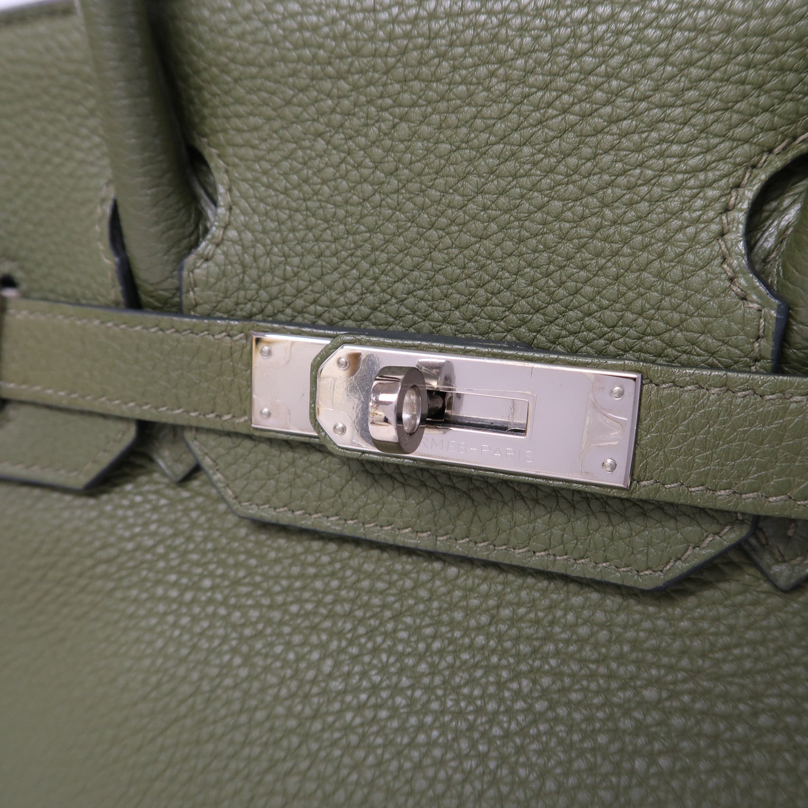 HERMES Togo皮革Birkin 30銀扣手挽袋Pelouse/草坪綠色