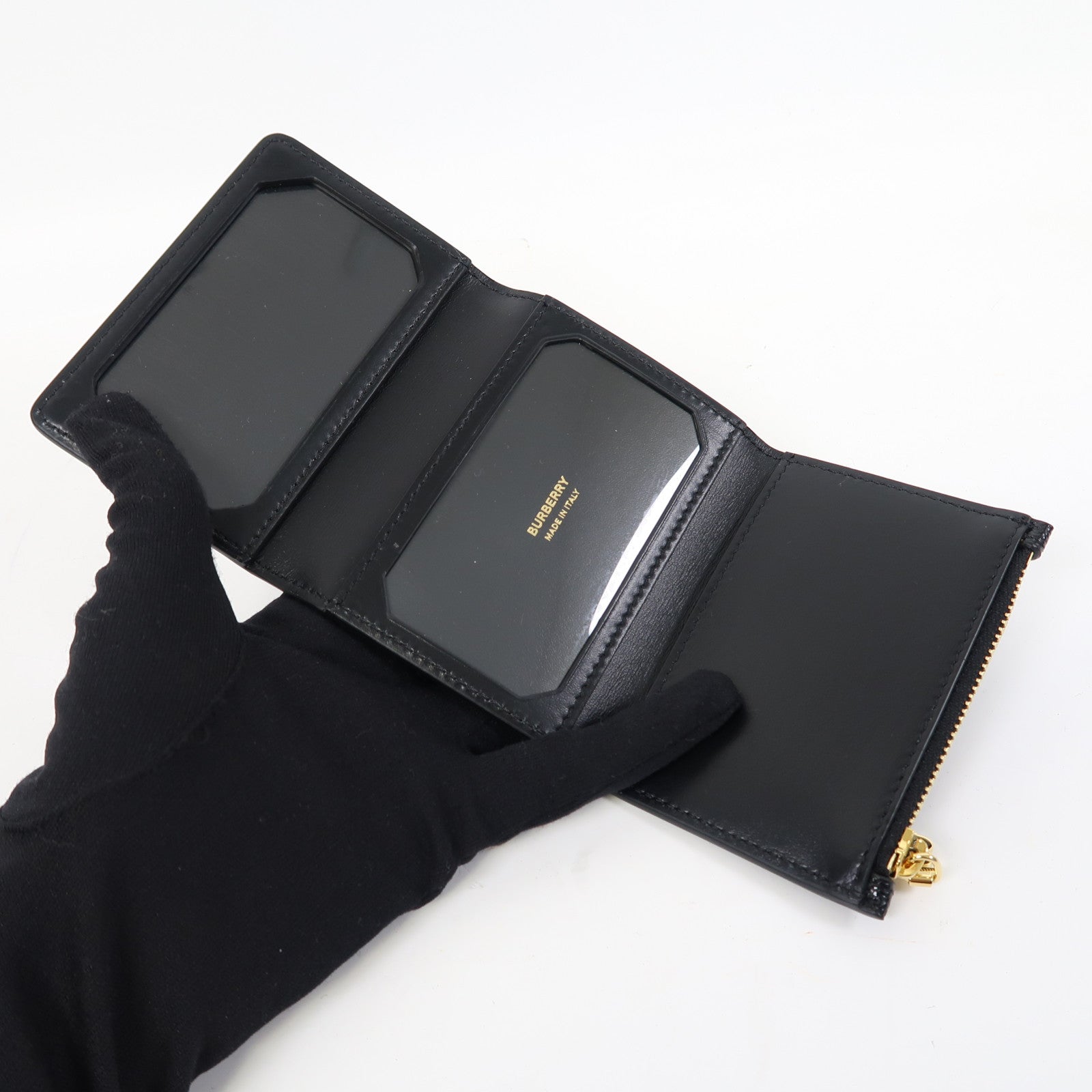 BURBERRY 【激減優惠】牛皮皮革Card Case金扣卡片套黑色
